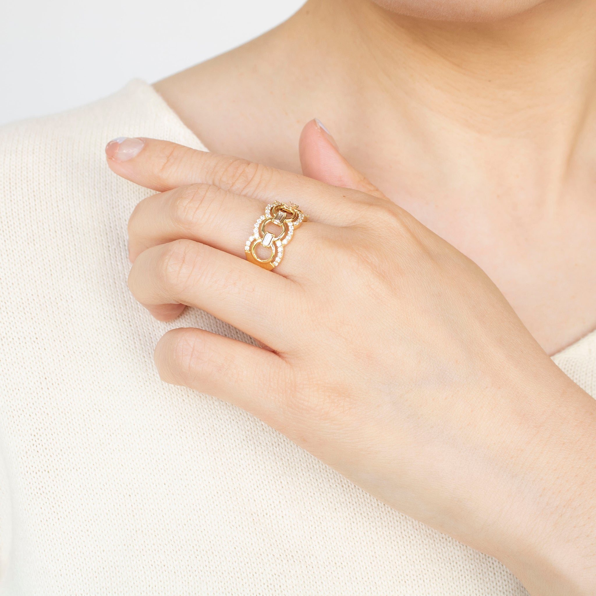 ダイヤモンド K18リング(4月誕生石/鑑別書付)《25H02808》