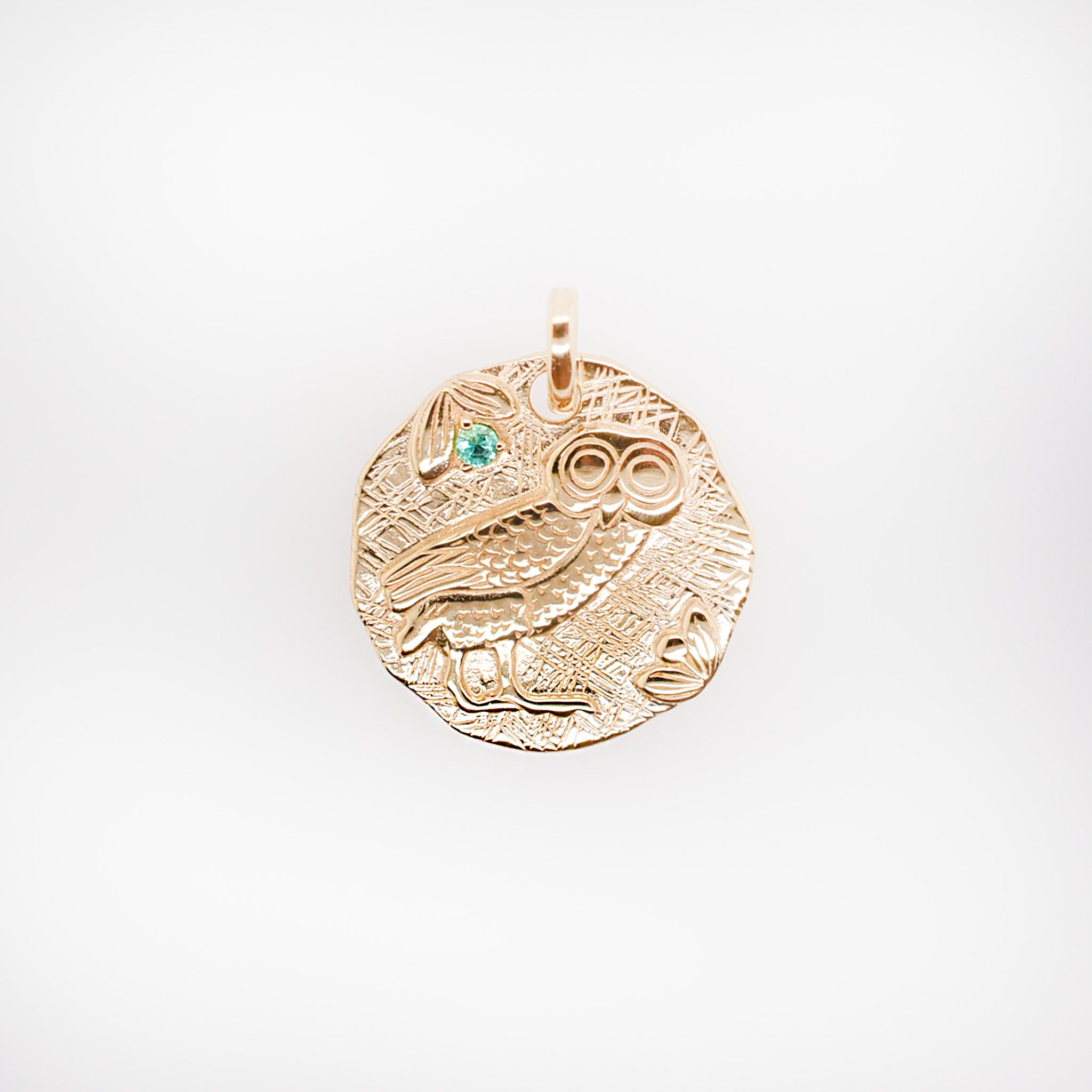 エメラルド K18ペンダントトップ(フクロウモチーフ)《25H03107》