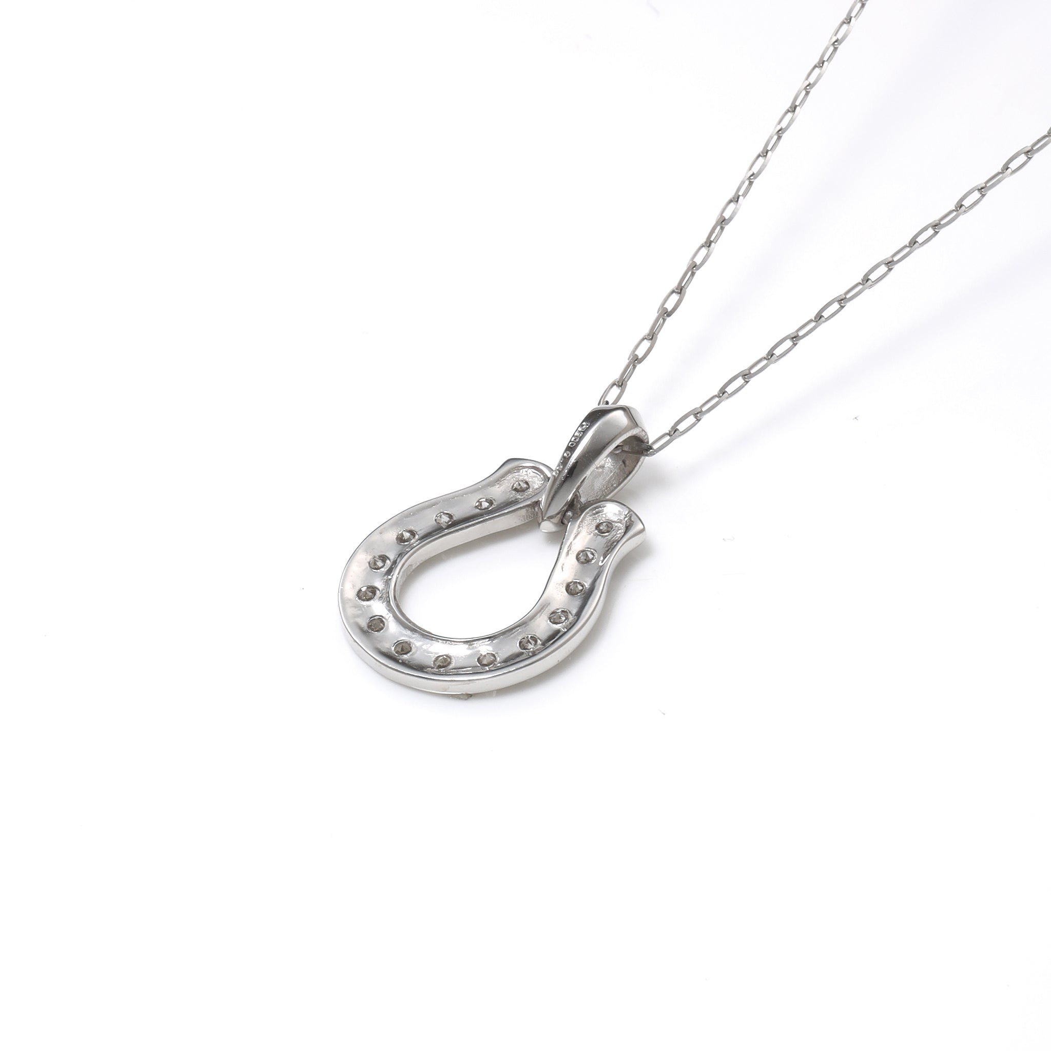 ダイヤモンド プラチナネックレス(馬蹄モチーフ/4月誕生石)《25H03109》