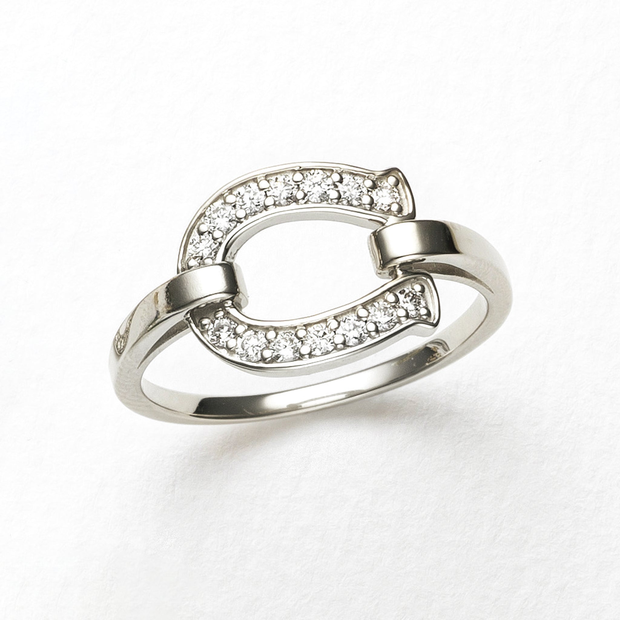 ダイヤモンド プラチナリング(馬蹄モチーフ/4月誕生石)《25H03110》