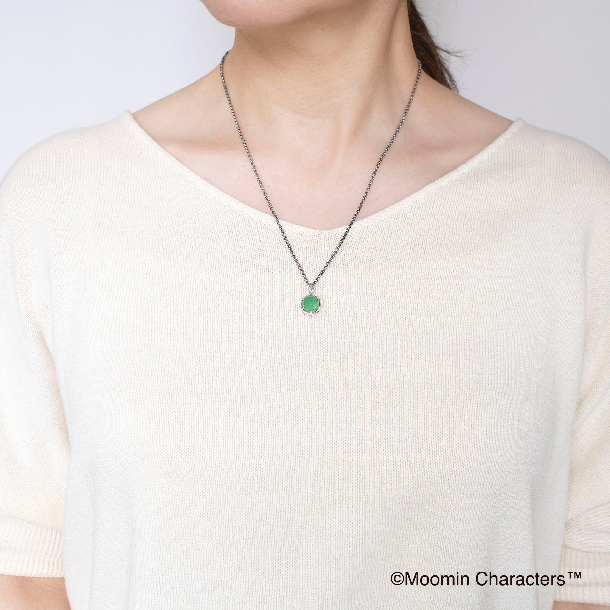 グリーンカルセドニー/ホワイトトパーズ シルバーネックレス(MOOMIN/ムーミン)《25H03601》