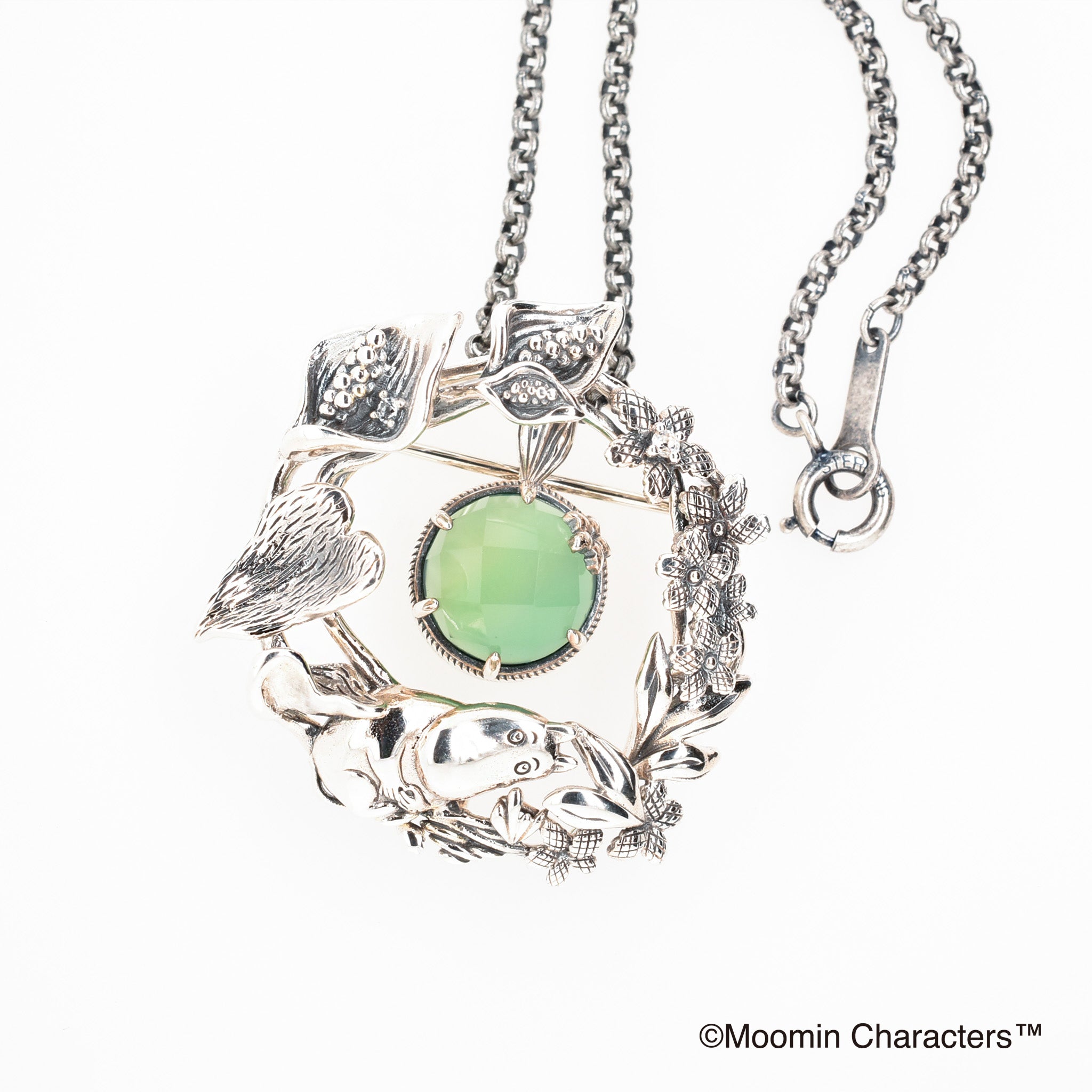 グリーンカルセドニー/ホワイトトパーズ シルバーネックレス(MOOMIN/ムーミン)《25H03601》
