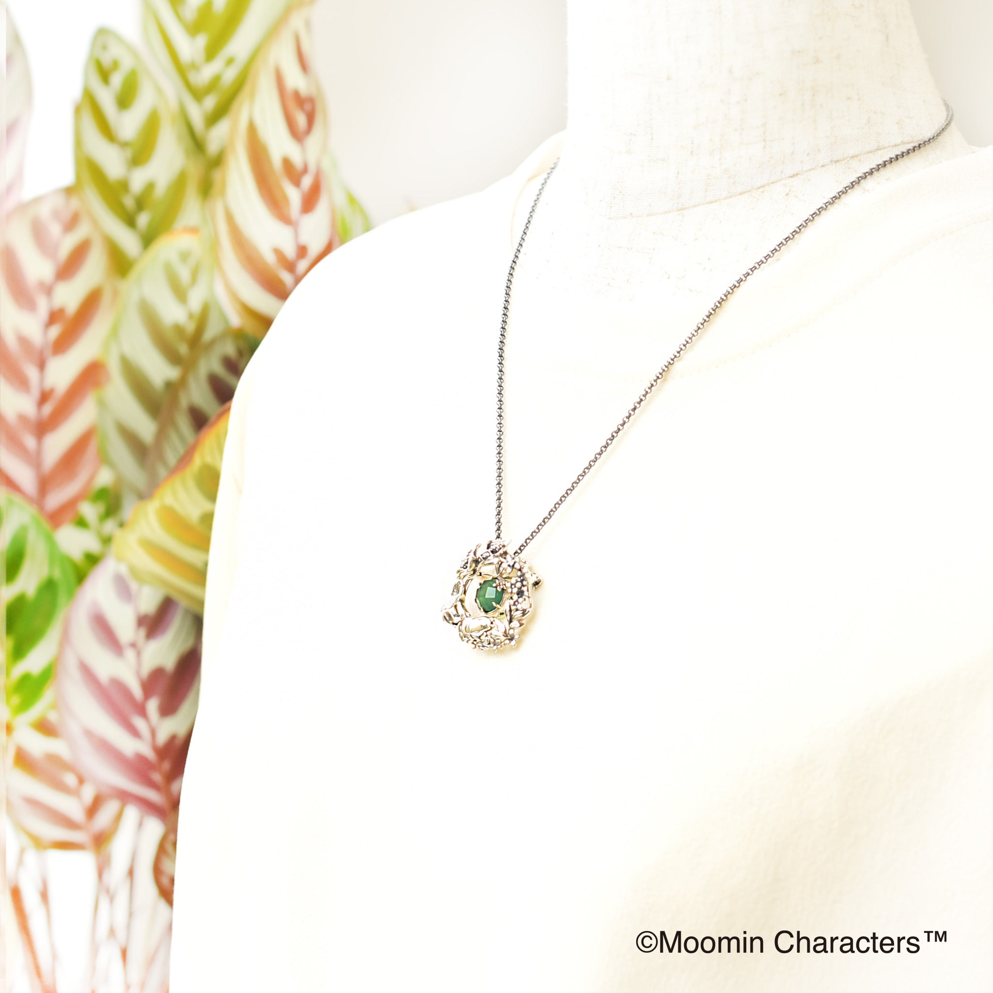 グリーンカルセドニー/ホワイトトパーズ シルバーネックレス(MOOMIN/ムーミン)《25H03601》