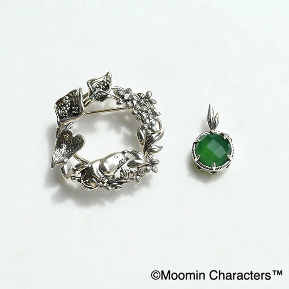 グリーンカルセドニー/ホワイトトパーズ シルバーネックレス(MOOMIN/ムーミン)《25H03601》