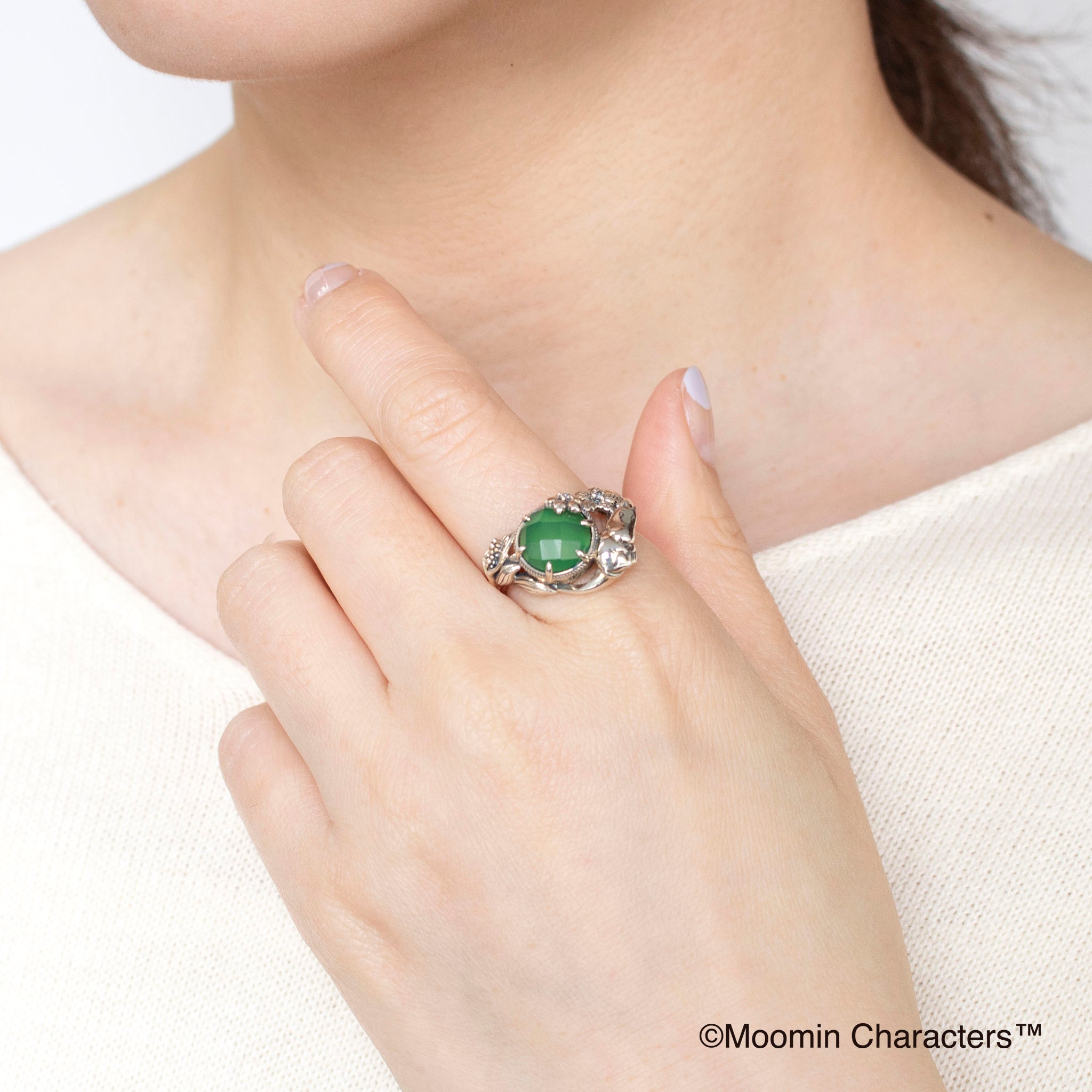 グリーンカルセドニー/ホワイトトパーズ シルバーリング(MOOMIN/ムーミン)《25H03602》