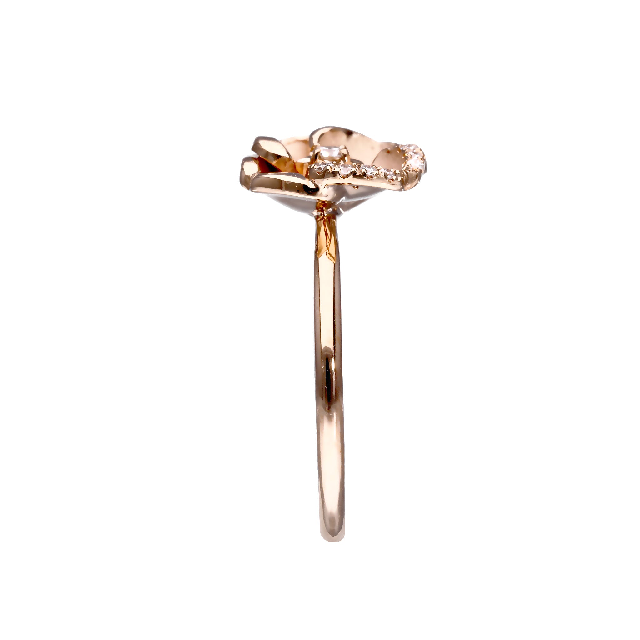 ダイヤモンド K18リング(カメリアモチーフ/4月誕生石/鑑別書付)《25N00201》