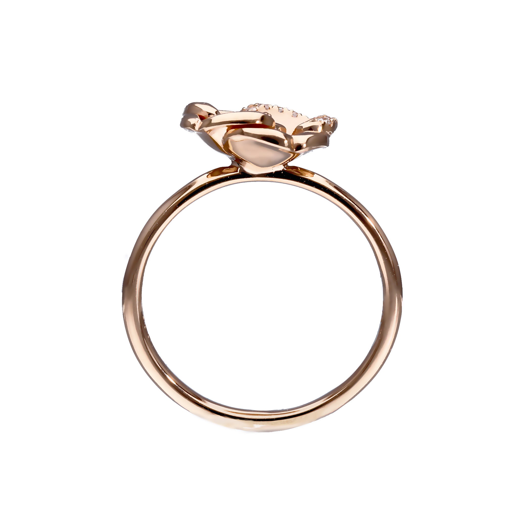 ダイヤモンド K18リング(カメリアモチーフ/4月誕生石/鑑別書付)《25N00201》