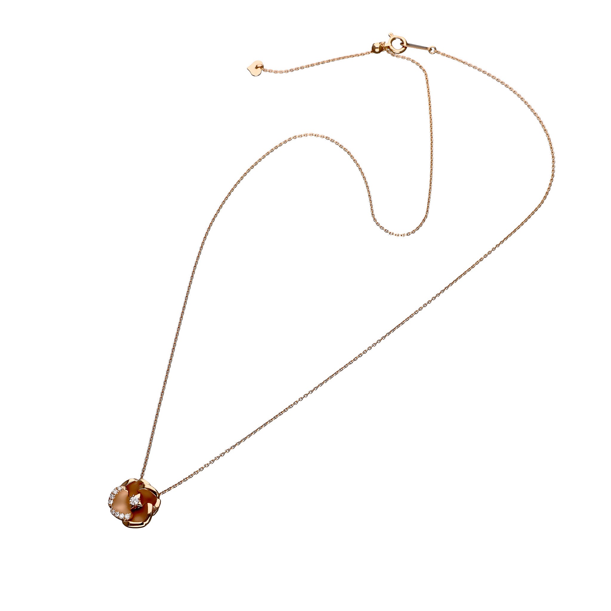 ダイヤモンド K18ネックレス(カメリアモチーフ/4月誕生石/鑑別書付)《25N00203》