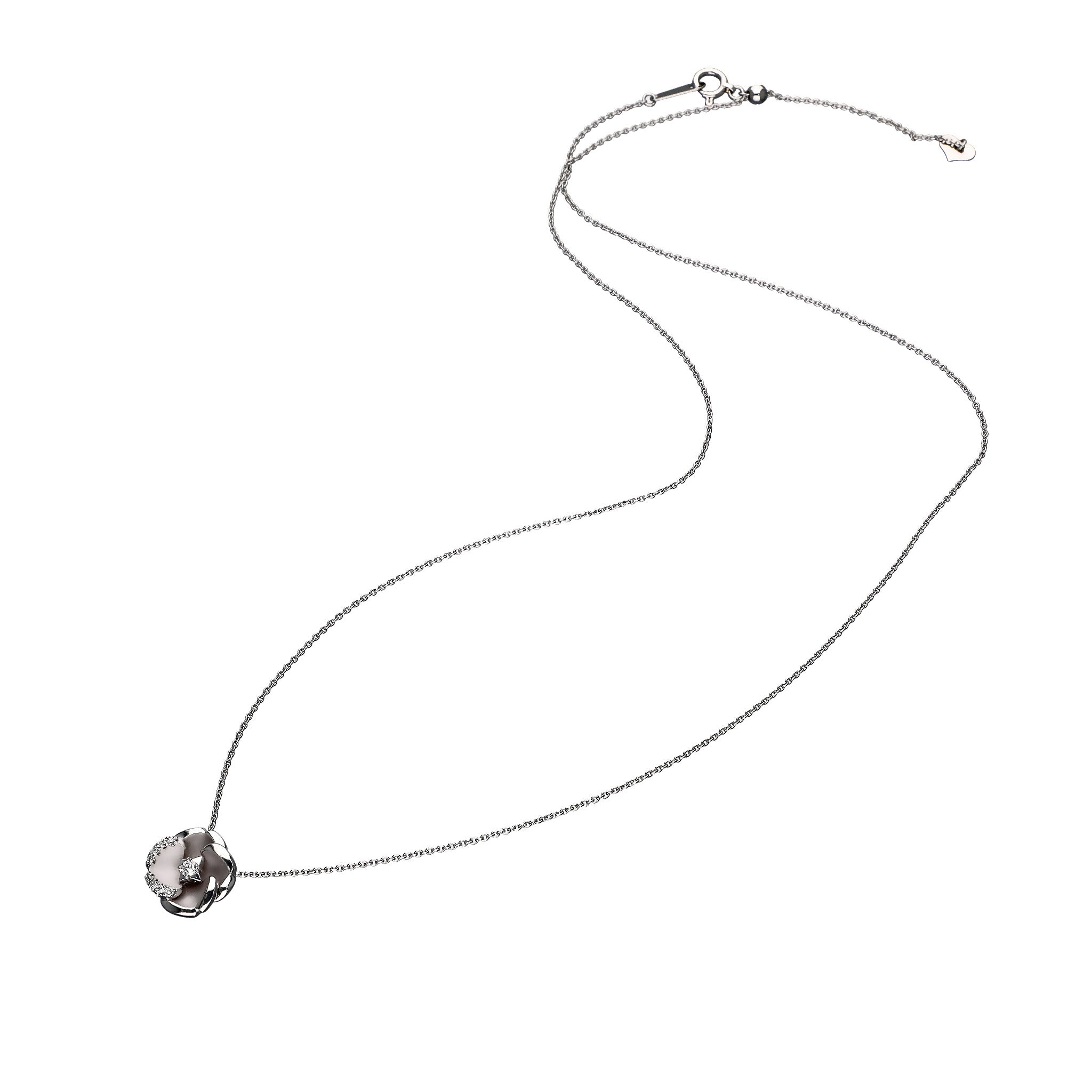 ダイヤモンド プラチナネックレス(カメリアモチーフ/4月誕生石)《25N00204》