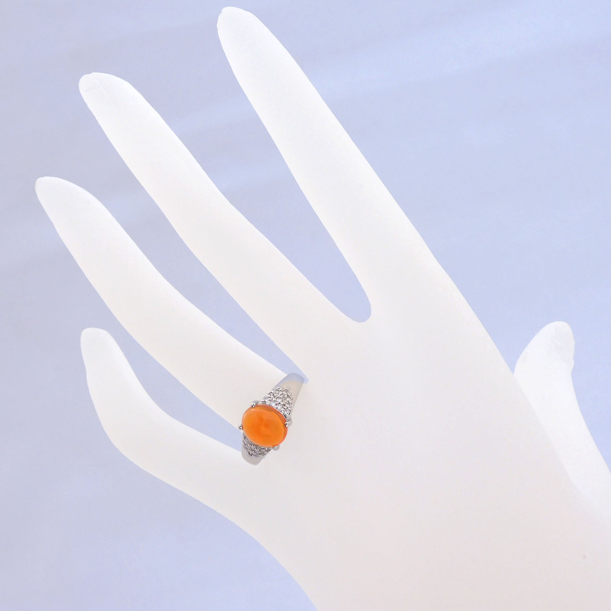 ファイヤーオパール/ダイヤモンド プラチナリング(1.5カラット/10月誕生石/鑑別書付)《25N00304》