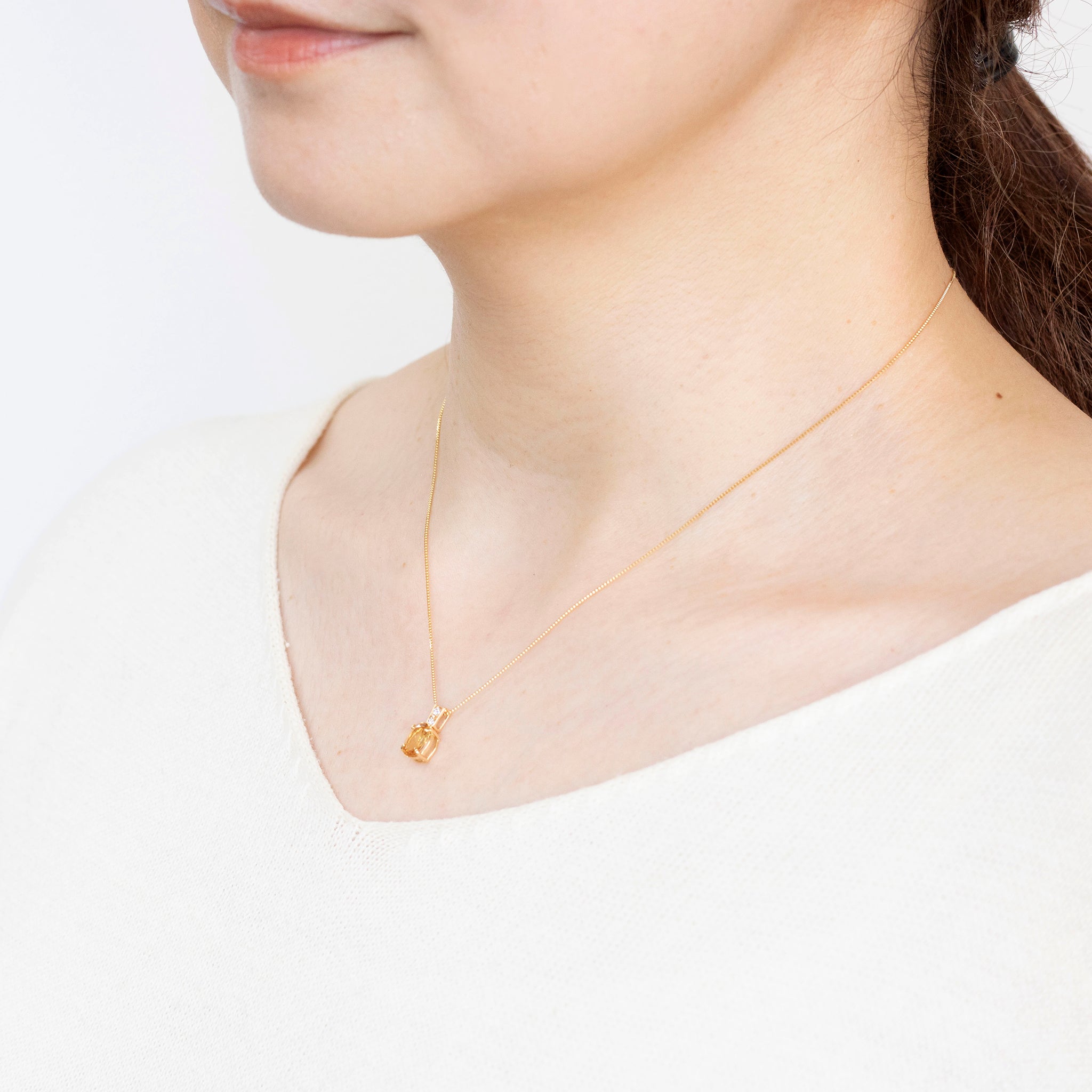 ガーネット/ダイヤモンド K18ネックレス(1月誕生石)《25N00305》