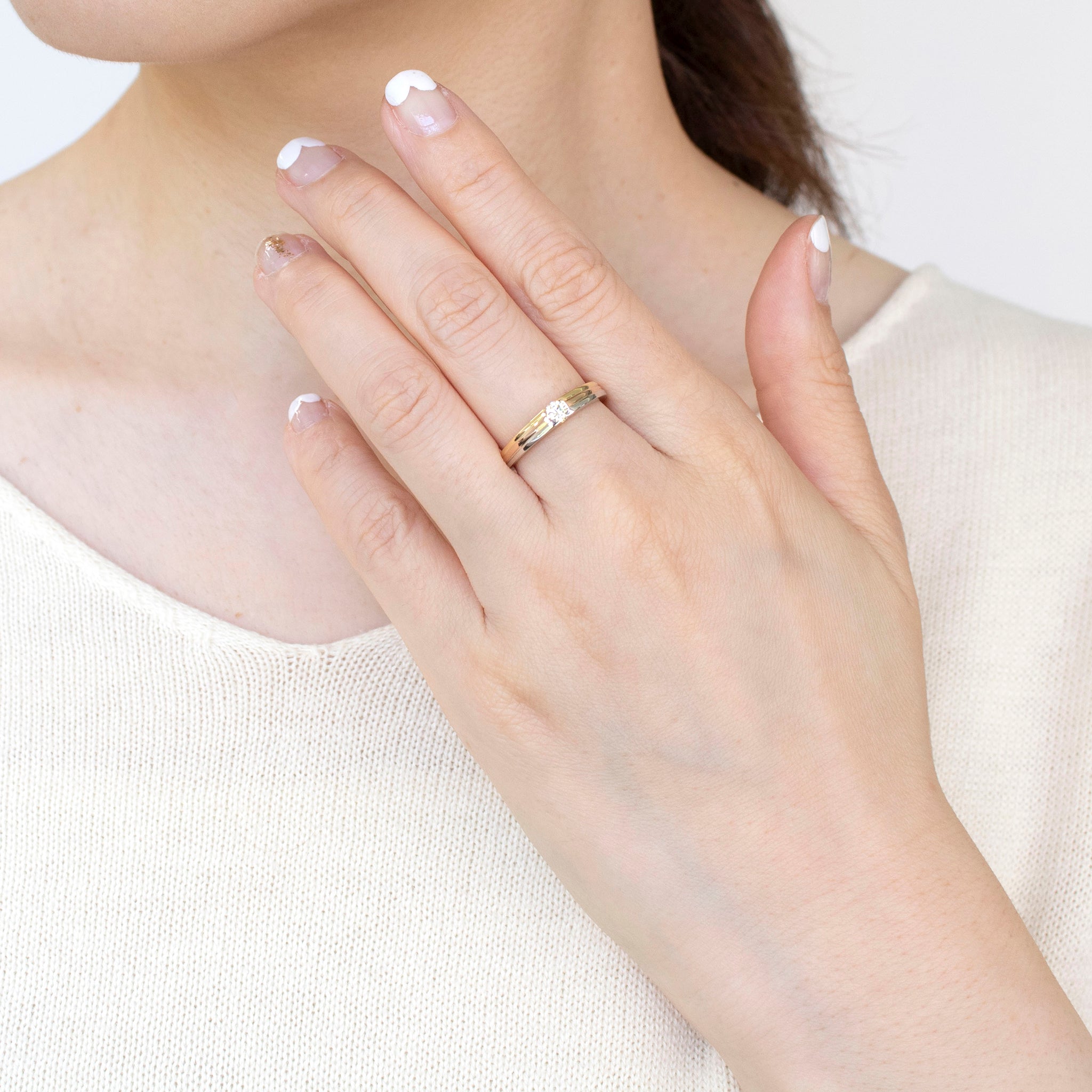 ダイヤモンド K18/プラチナリング(0.15カラット/ベリーライトイエロー/SIクラス/GOOD/4月誕生石/グレーディングレポート付)《25N00408》