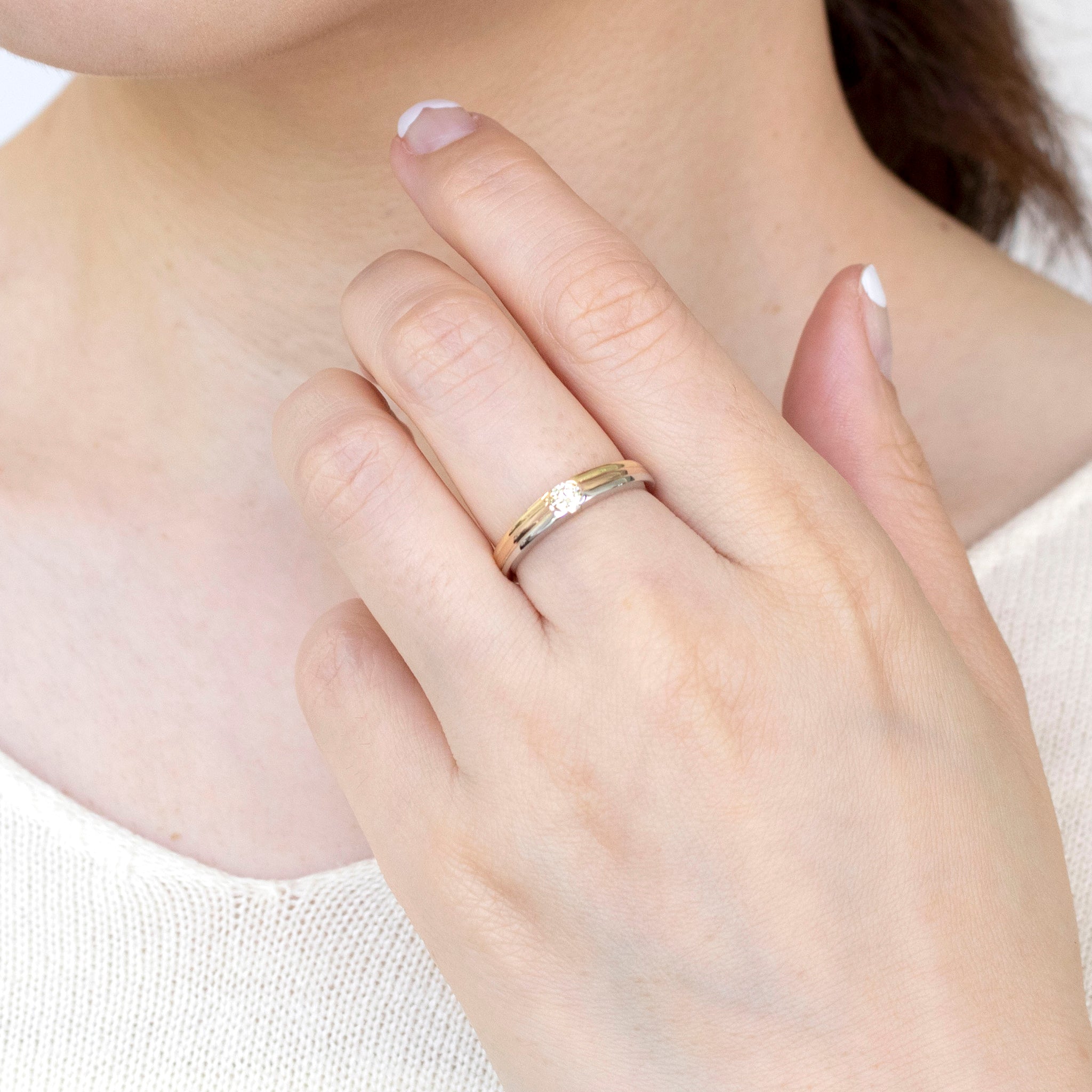 ダイヤモンド K18/プラチナリング(0.15カラット/ベリーライトイエロー/SIクラス/GOOD/4月誕生石/グレーディングレポート付)《25N00408》