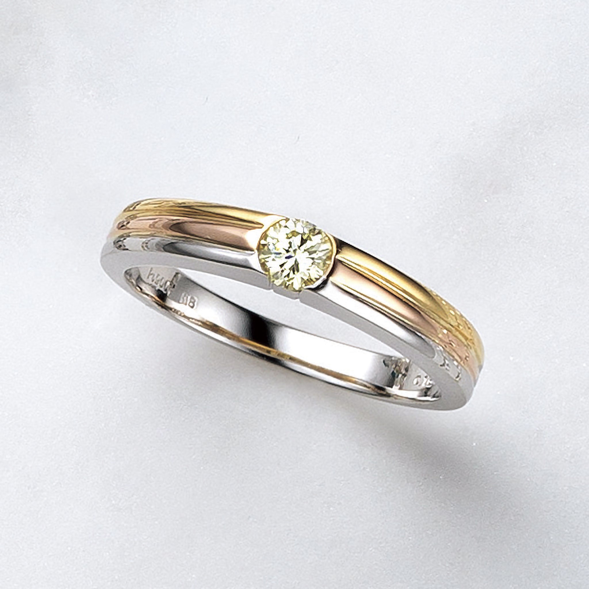 ダイヤモンド K18/プラチナリング(0.15カラット/ベリーライトイエロー/SIクラス/GOOD/4月誕生石/グレーディングレポート付)《25N00408》