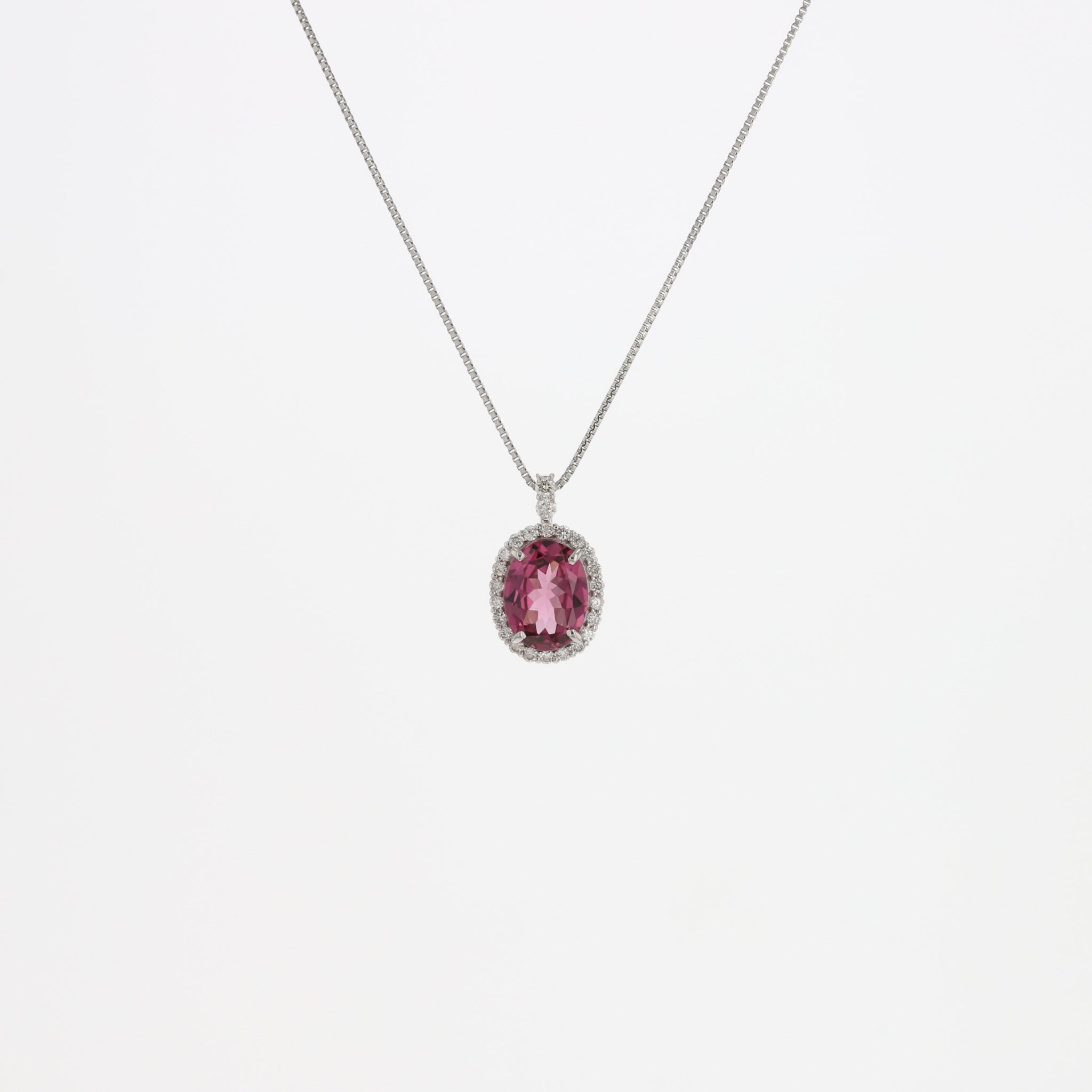 ガーネット/ダイヤモンド プラチナネックレス(1月誕生石)《25N00505》