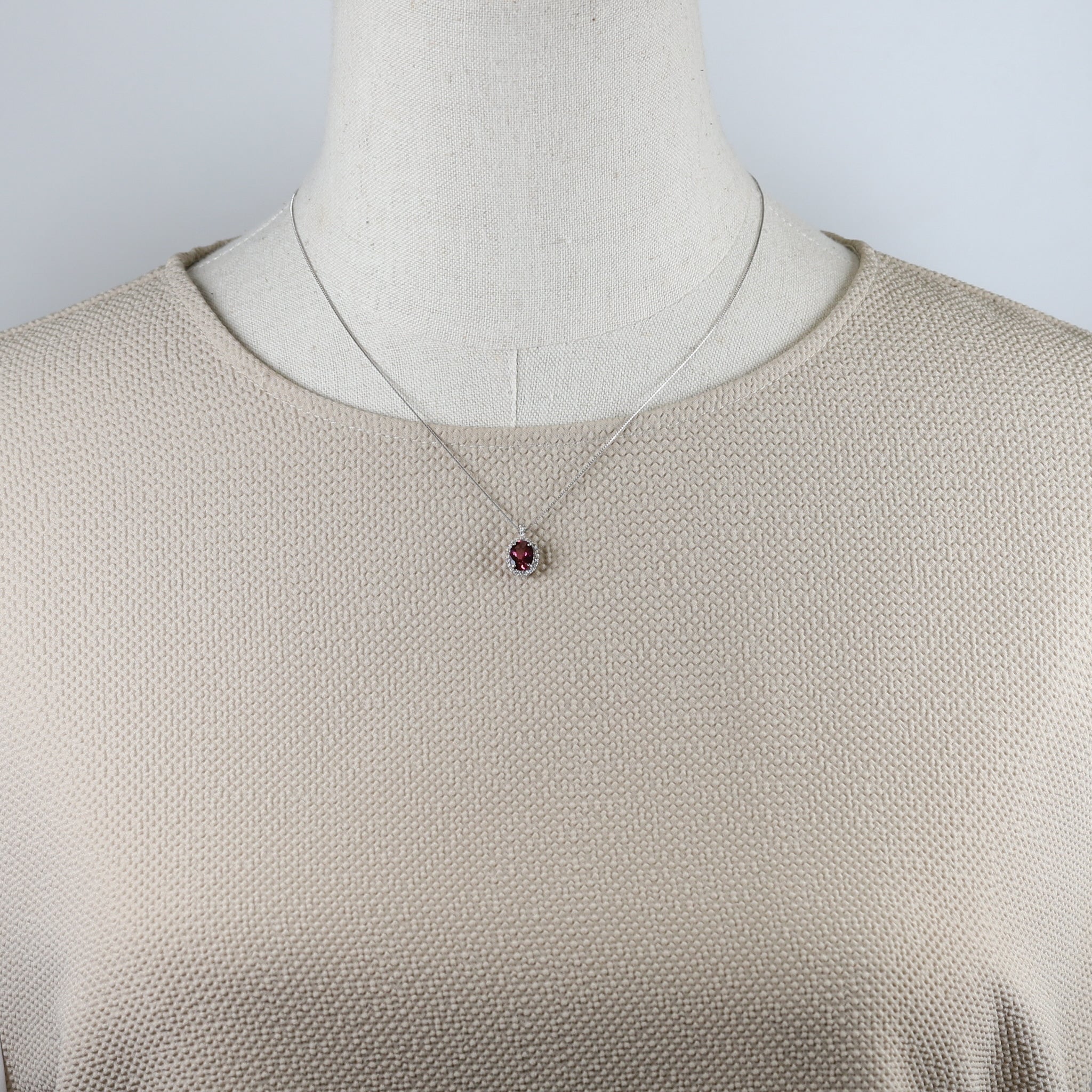 ガーネット/ダイヤモンド プラチナネックレス(1月誕生石)《25N00505》