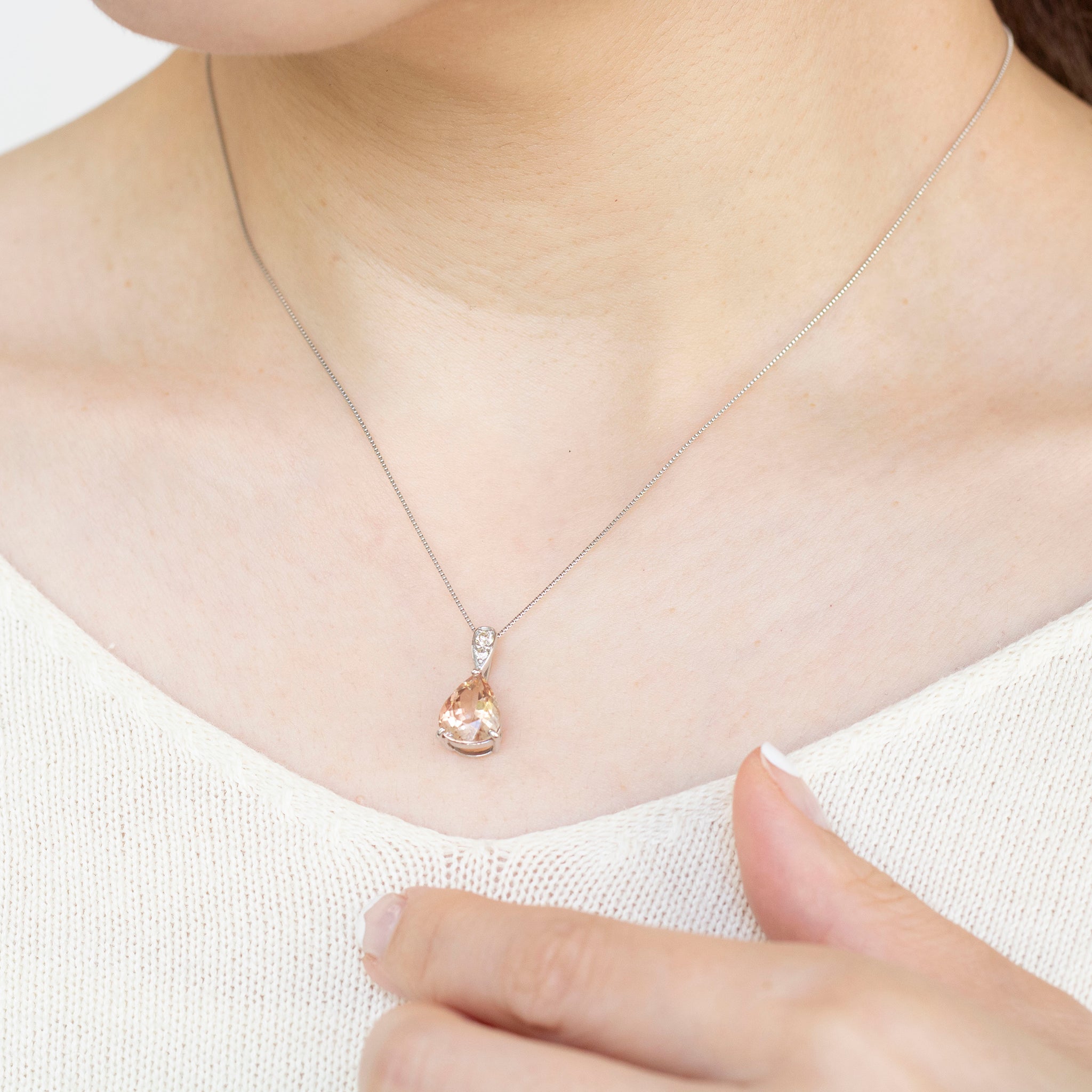 ラブラドライト/ダイヤモンド プラチナネックレス(ペアシェイプ/鑑別書付)《25N00507》