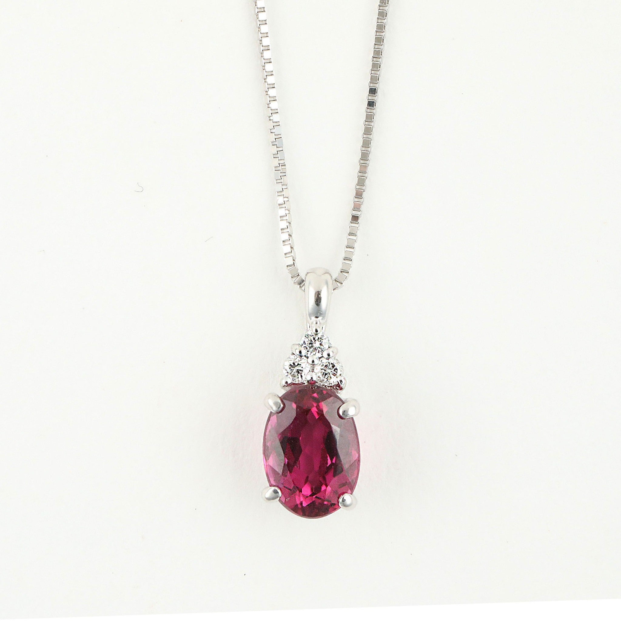 ルベライト/ダイヤモンド プラチナネックレス(鑑別書付)《25N00601》