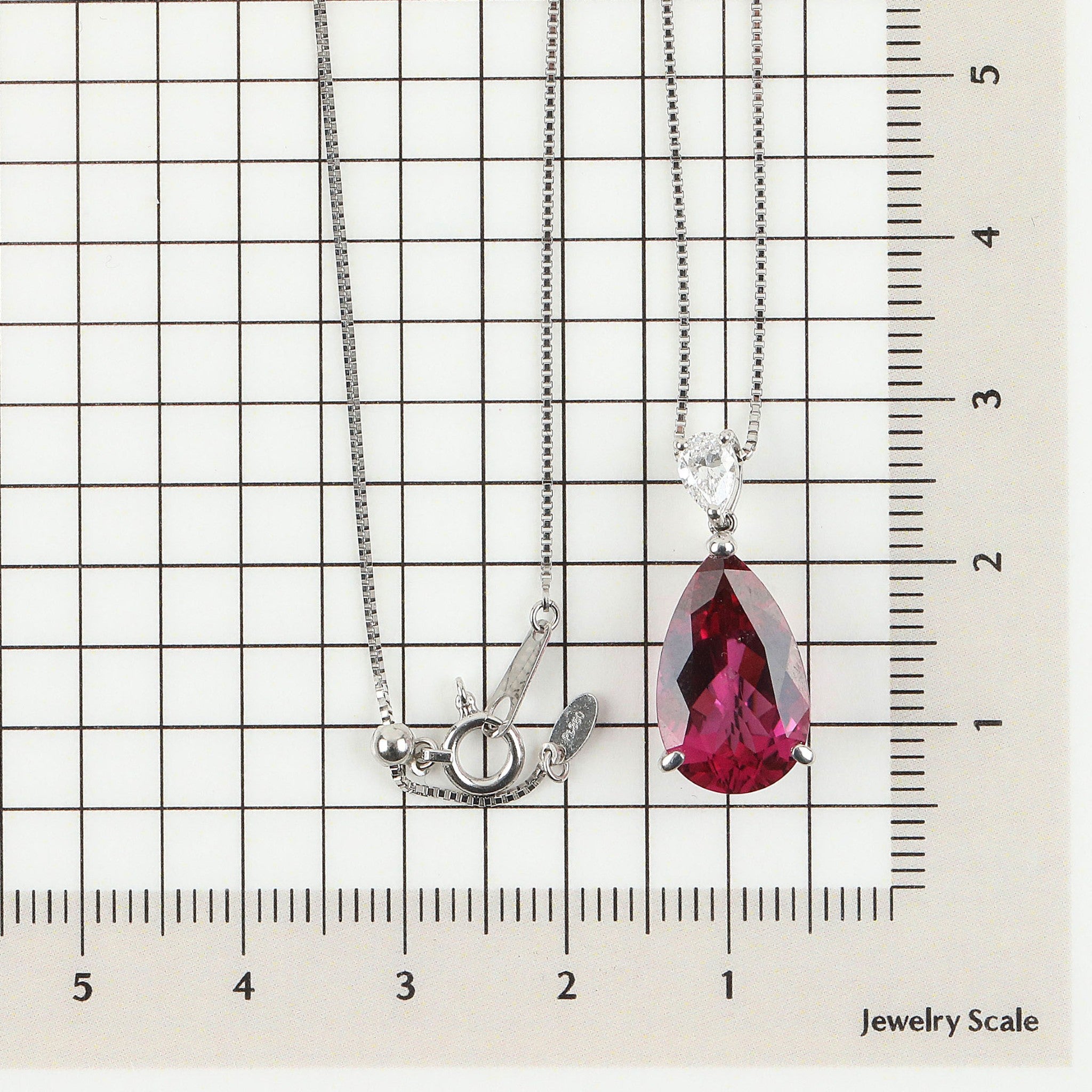 【限定1点】ルベライト/ダイヤモンド プラチナネックレス(4.54カラット/ペアシェイプ/鑑別書付)《25N00603》