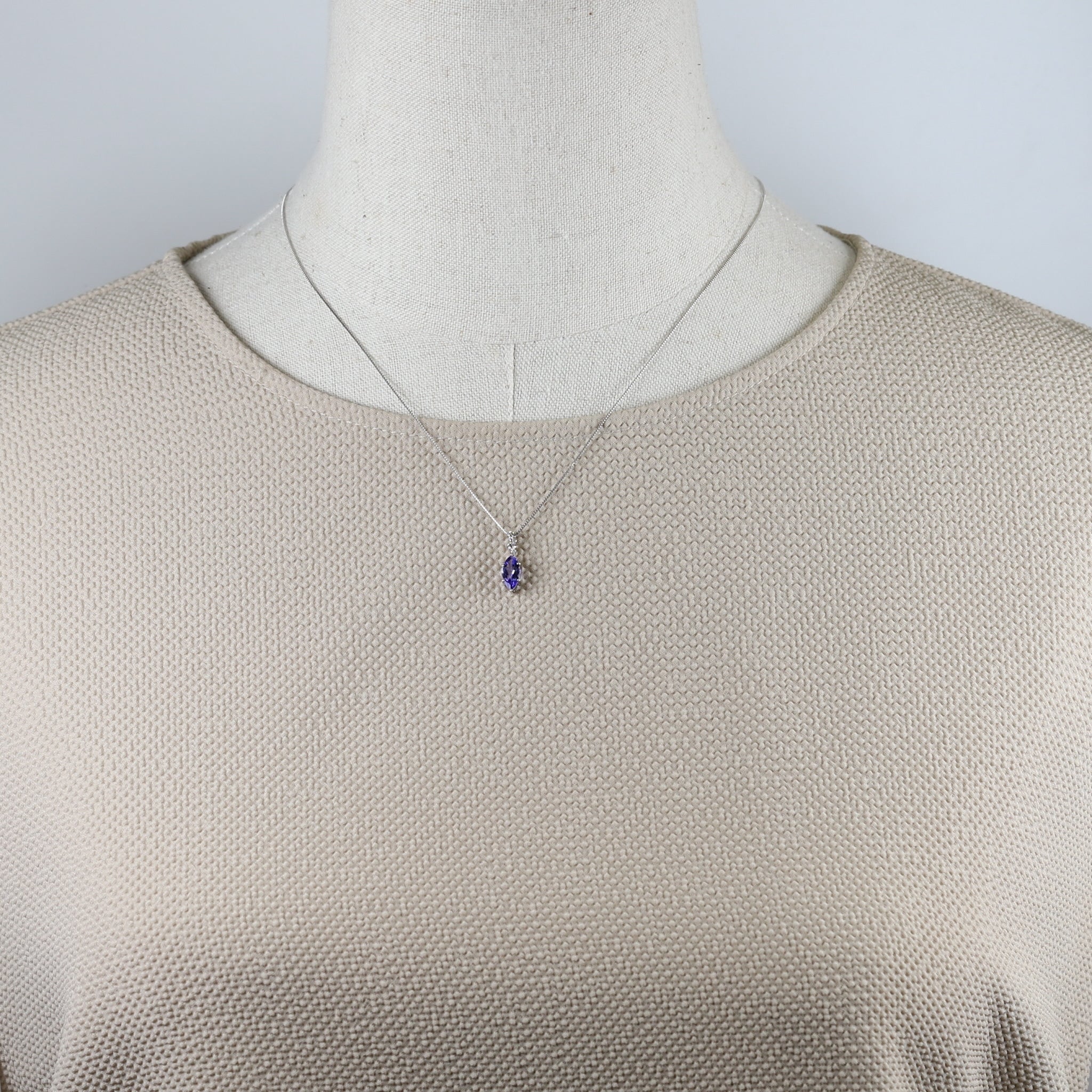 タンザナイト/ダイヤモンド プラチナネックレス(マーキスカット/12月誕生石)《25N00606》