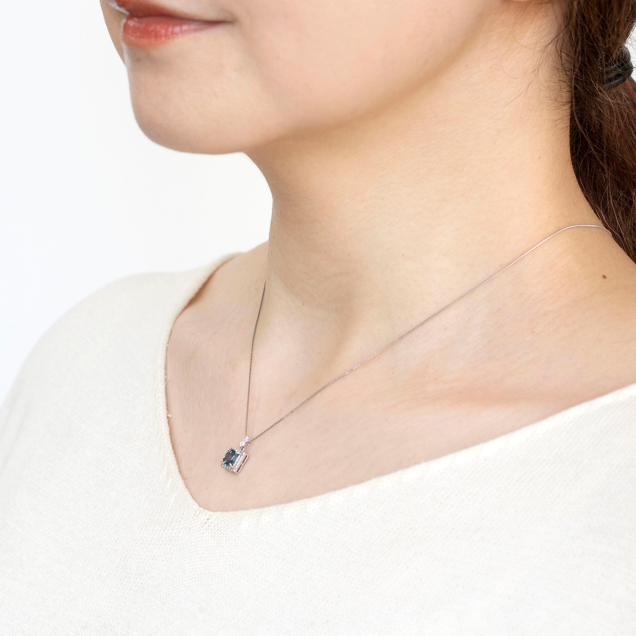 スピネル/ダイヤモンド プラチナネックレス(8月誕生石)《25N00701》