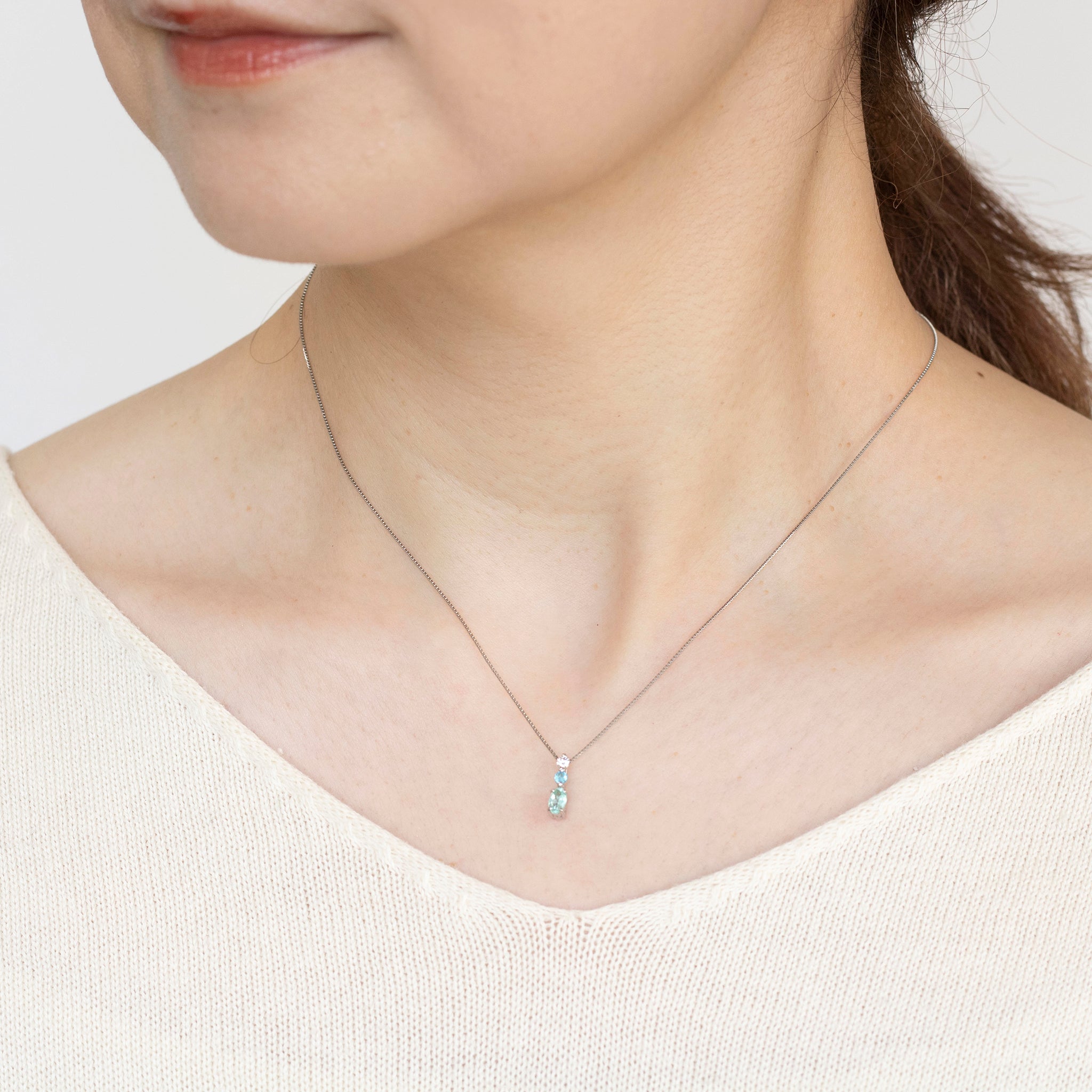 パライバトルマリン/ダイヤモンド プラチナネックレス(10月誕生石/鑑別書付き)《25N00703》