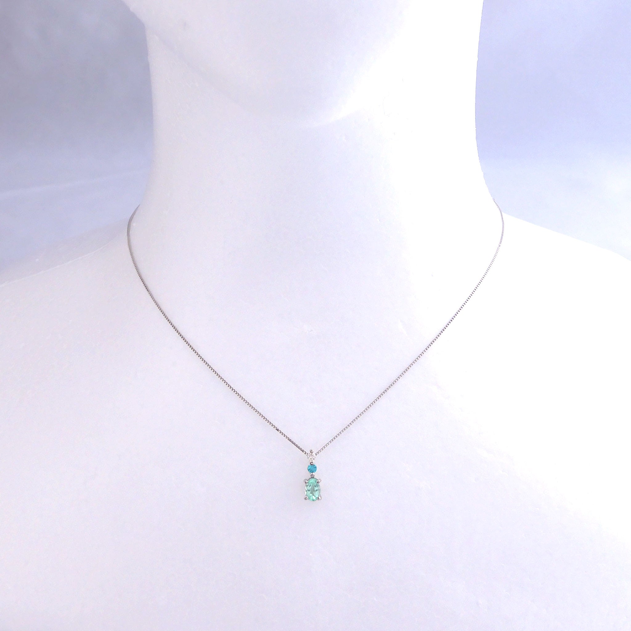 パライバトルマリン/ダイヤモンド プラチナネックレス(10月誕生石/鑑別書付き)《25N00703》