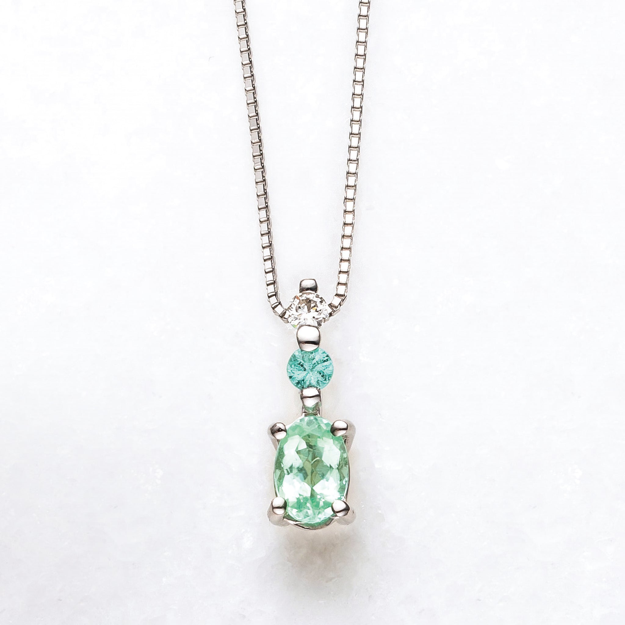 パライバトルマリン/ダイヤモンド プラチナネックレス(10月誕生石/鑑別書付き)《25N00703》