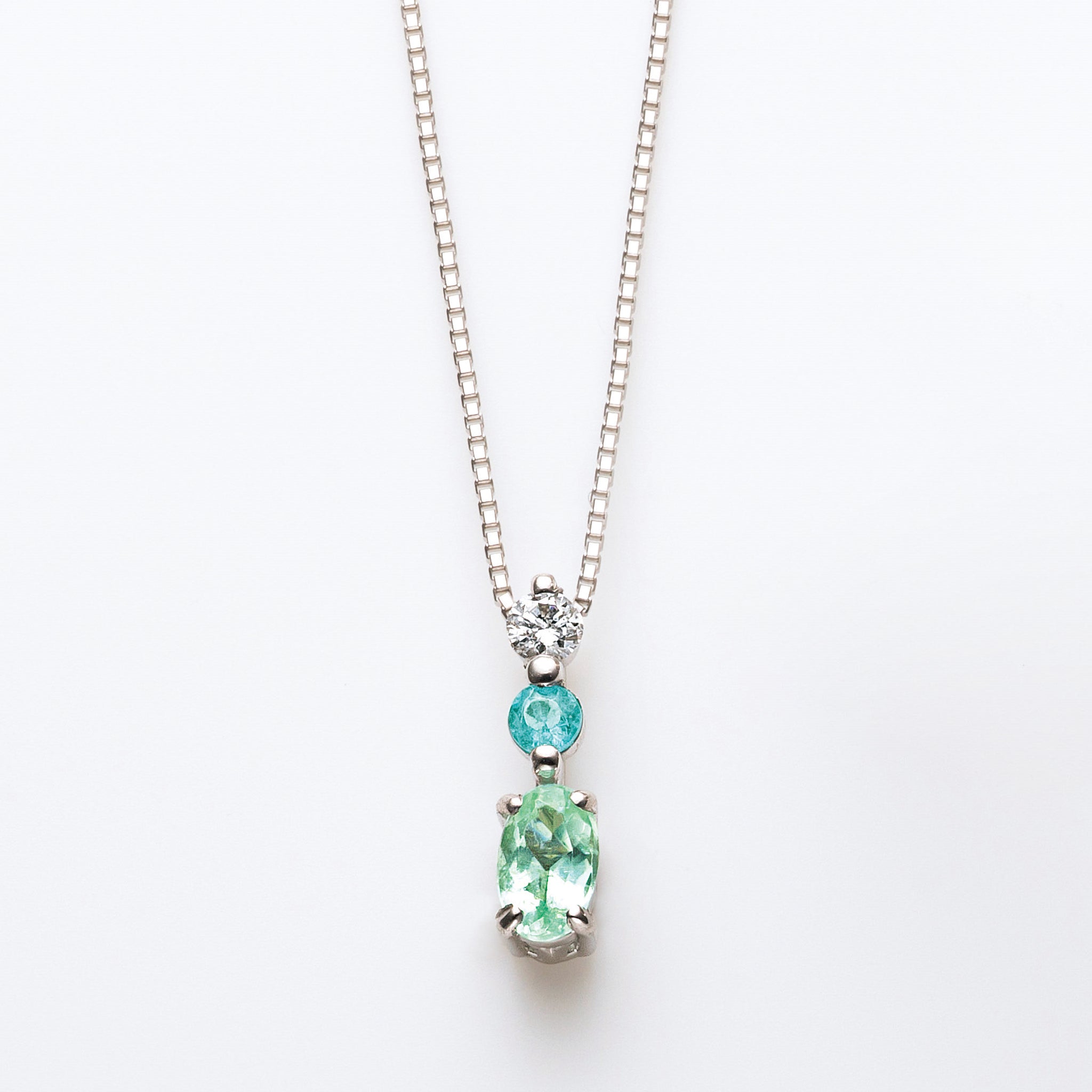 パライバトルマリン/ダイヤモンド プラチナネックレス(10月誕生石/鑑別書付き)《25N00703》