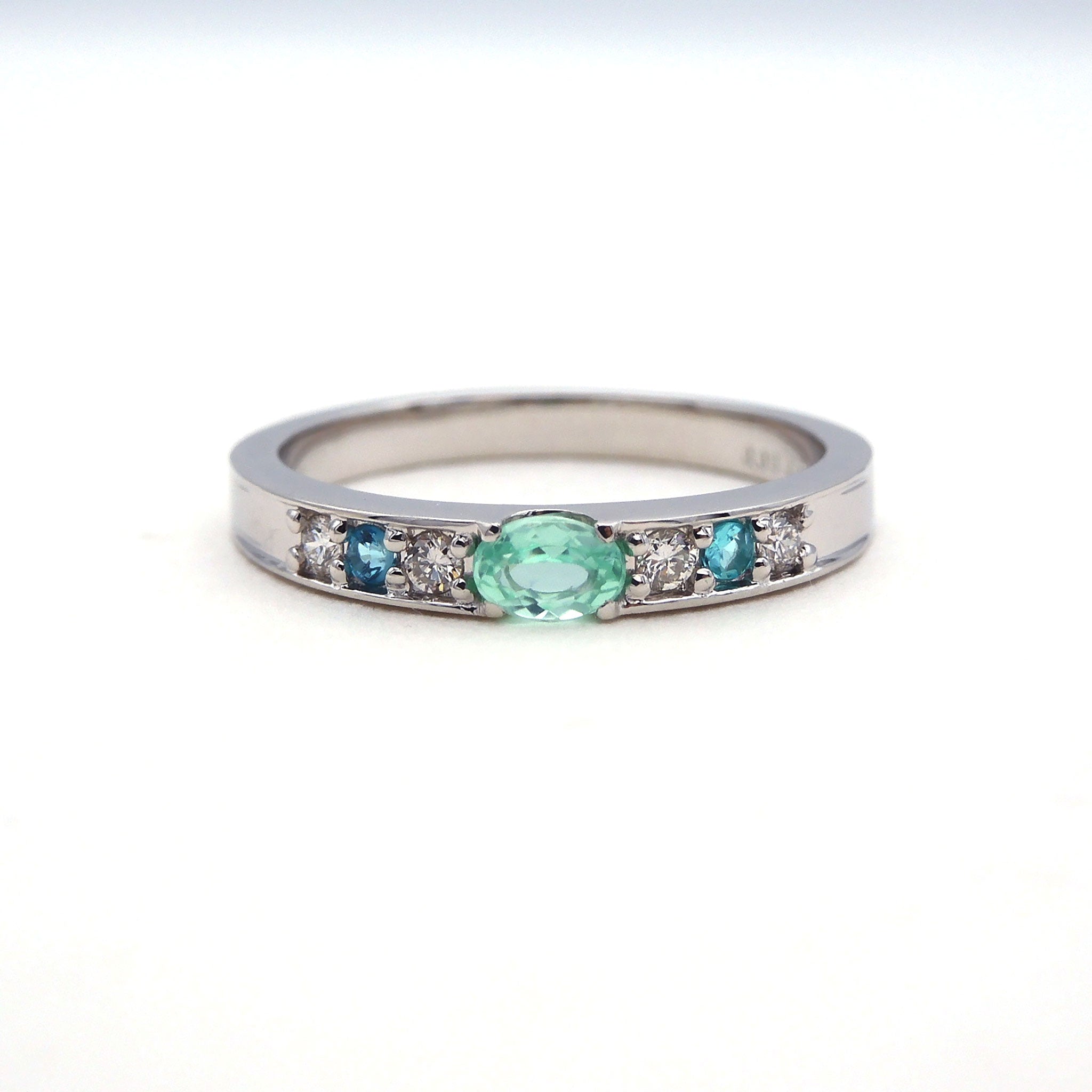 パライバトルマリン/ダイヤモンド プラチナリング(10月誕生石/鑑別書付)《25N00704》