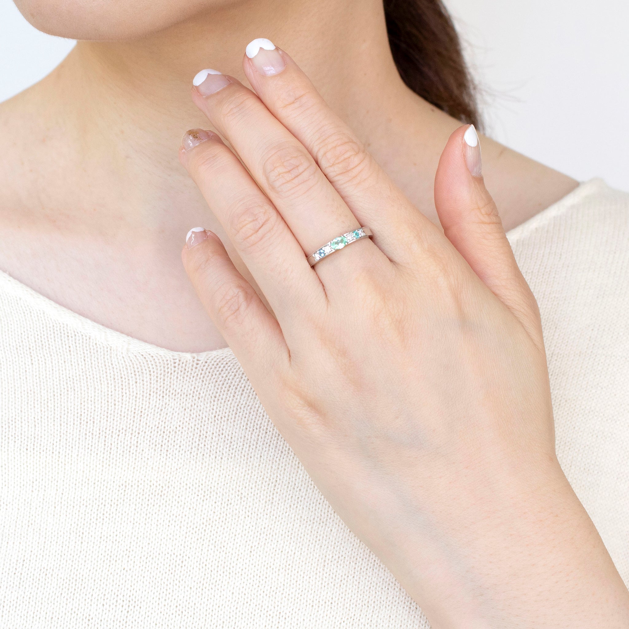 パライバトルマリン/ダイヤモンド プラチナリング(10月誕生石/鑑別書付)《25N00704》