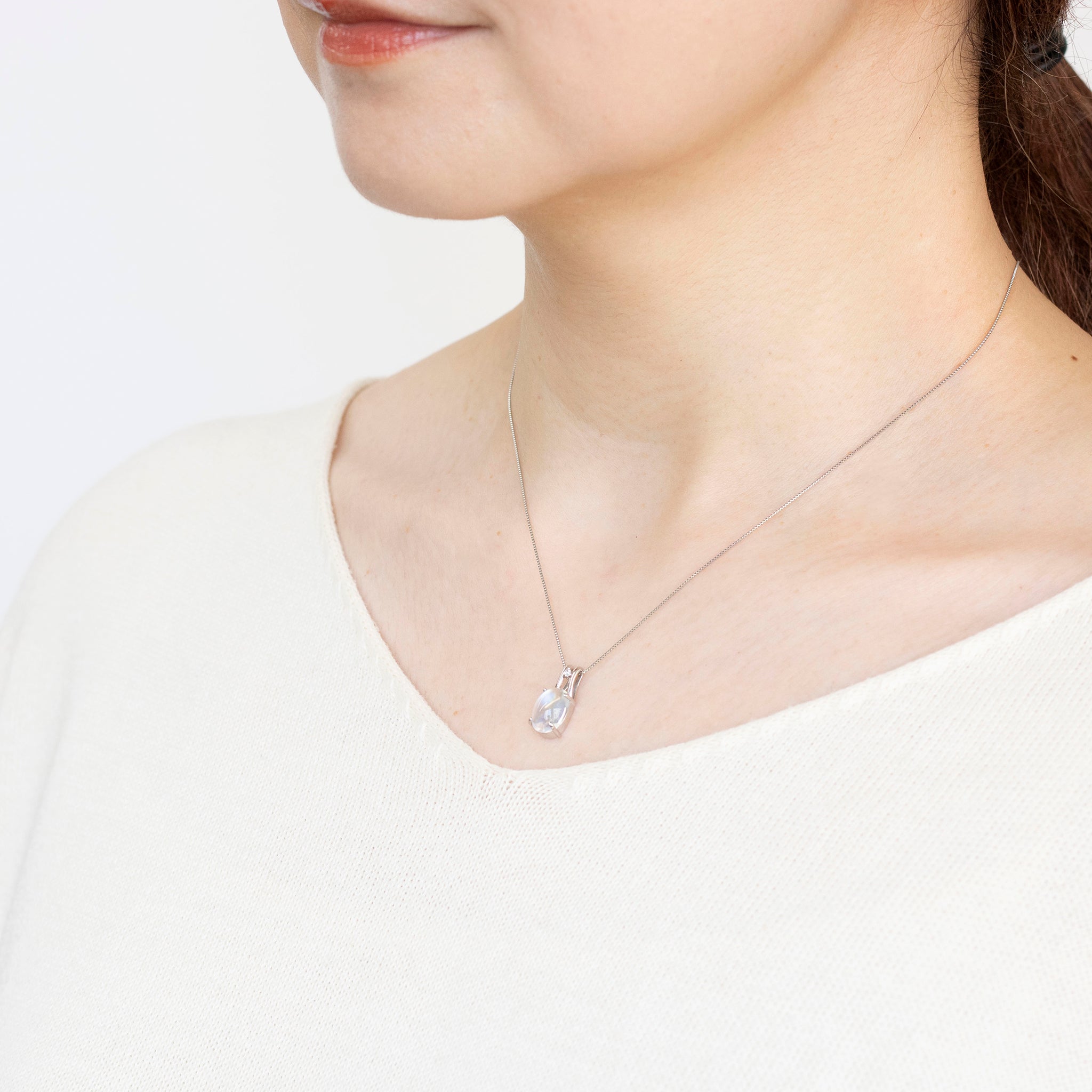 アンデシンラブラドライト/ダイヤモンド プラチナネックレス《25N00706》