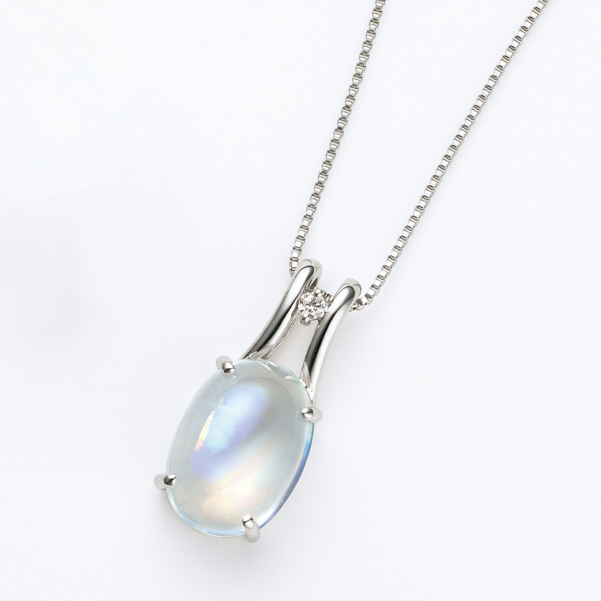 アンデシンラブラドライト/ダイヤモンド プラチナネックレス《25N00706》