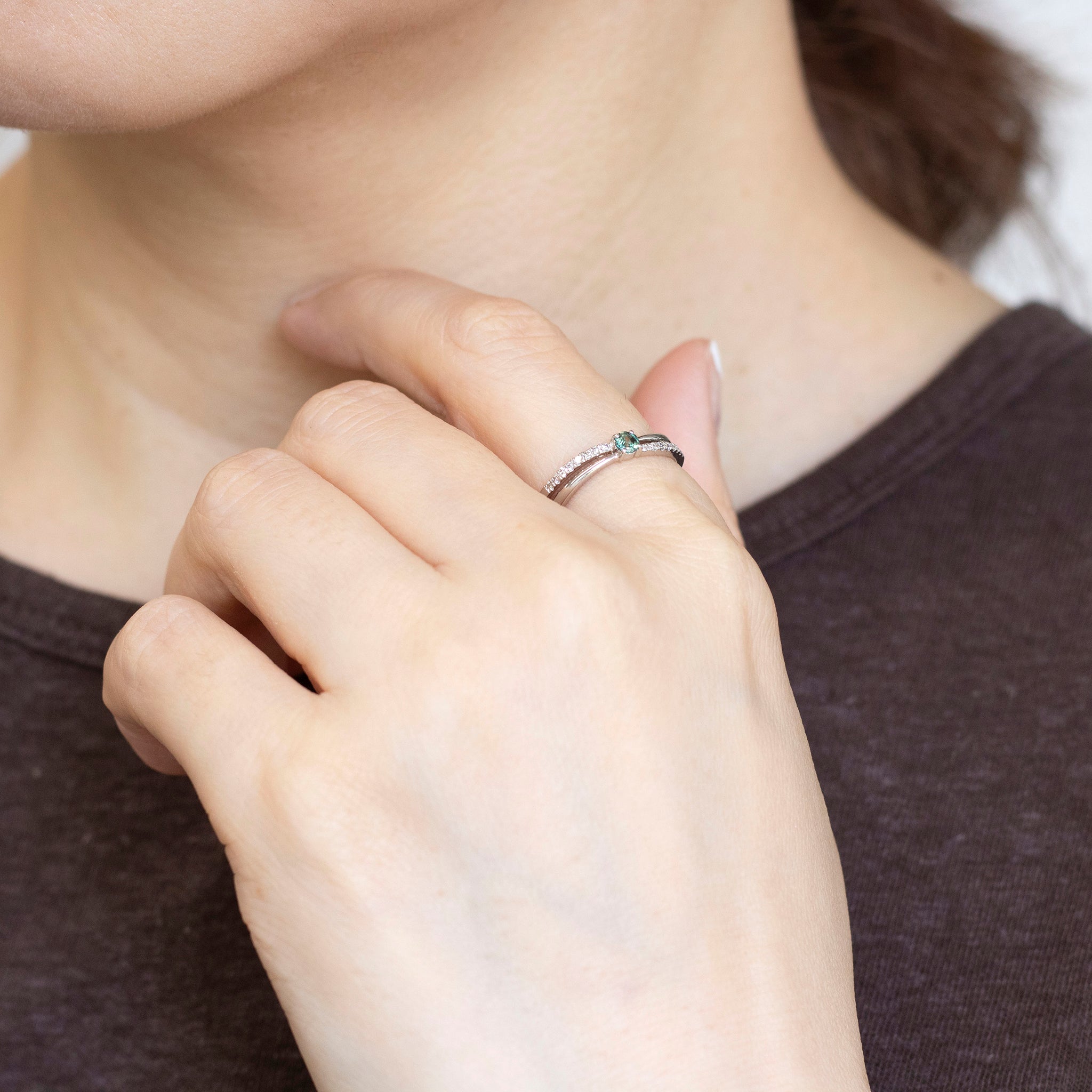 アレキサンドライト/ダイヤモンド プラチナリング(6月誕生石)《25N00707》