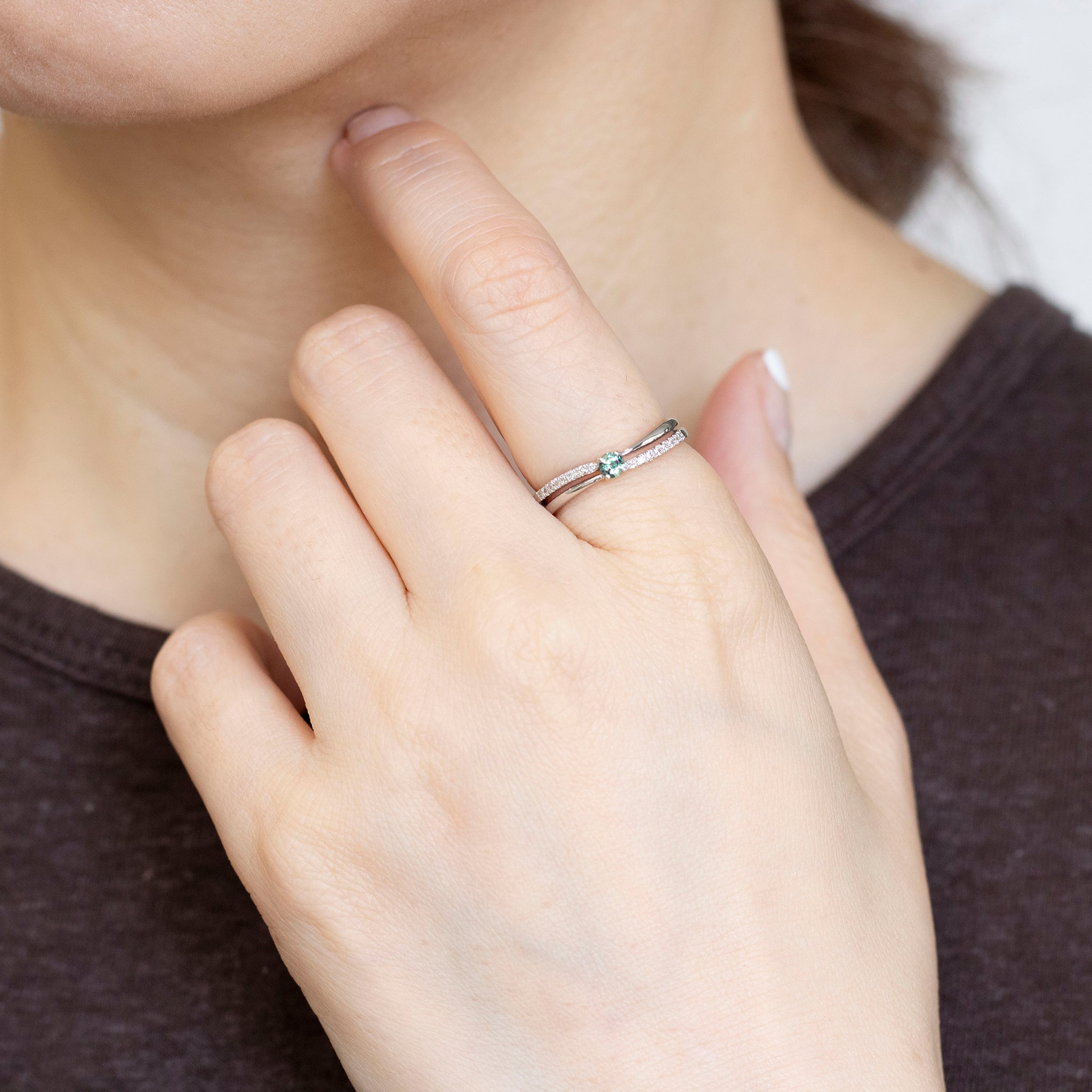 アレキサンドライト/ダイヤモンド プラチナリング(6月誕生石)《25N00707》