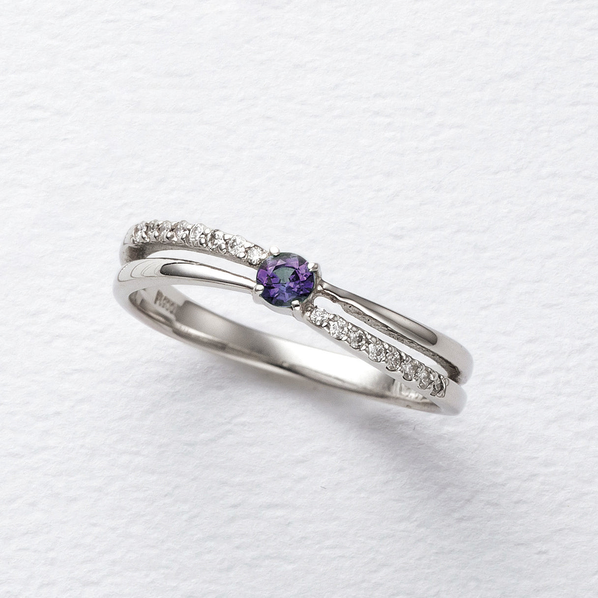 アレキサンドライト/ダイヤモンド プラチナリング(6月誕生石)《25N00707》