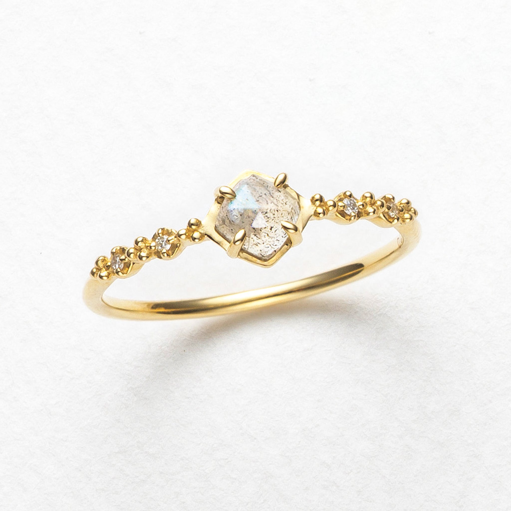 ラブラドライト/ダイヤモンド K18リング《25N00805》