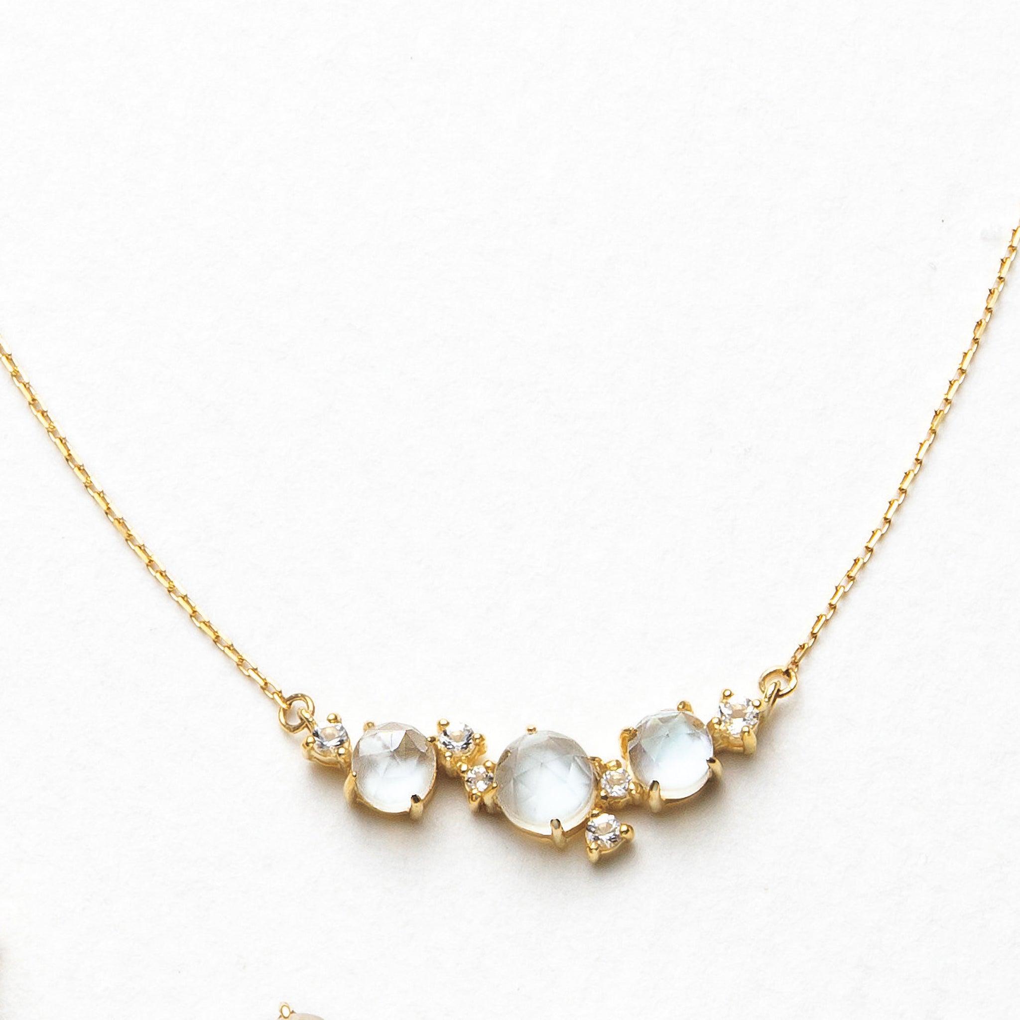 張り合わせ石(クォーツ/シェル)/ホワイトトパーズ K18ネックレス《25N00807》