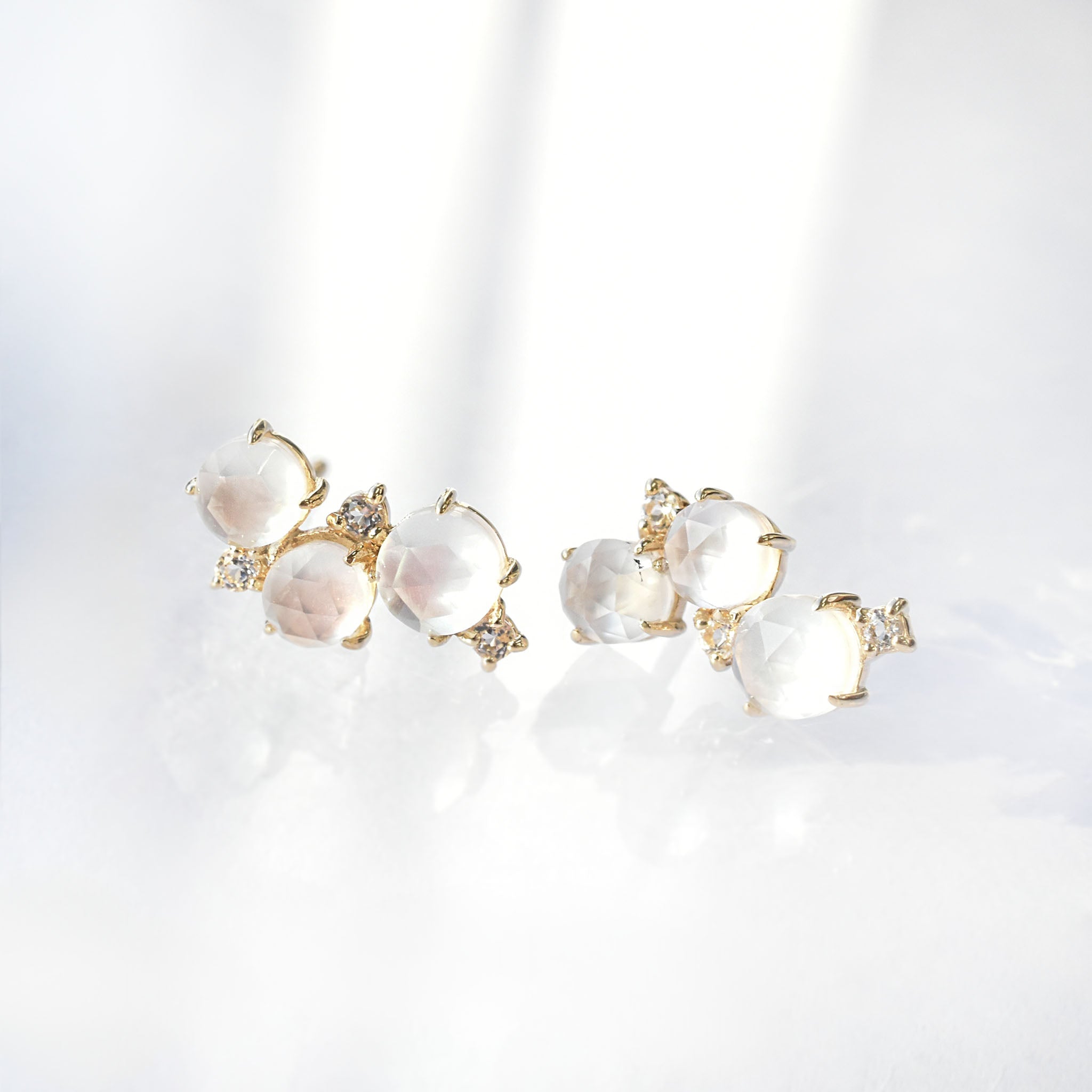 張り合わせ石(クォーツ/シェル)/ホワイトトパーズ K18ピアス《25N00808》