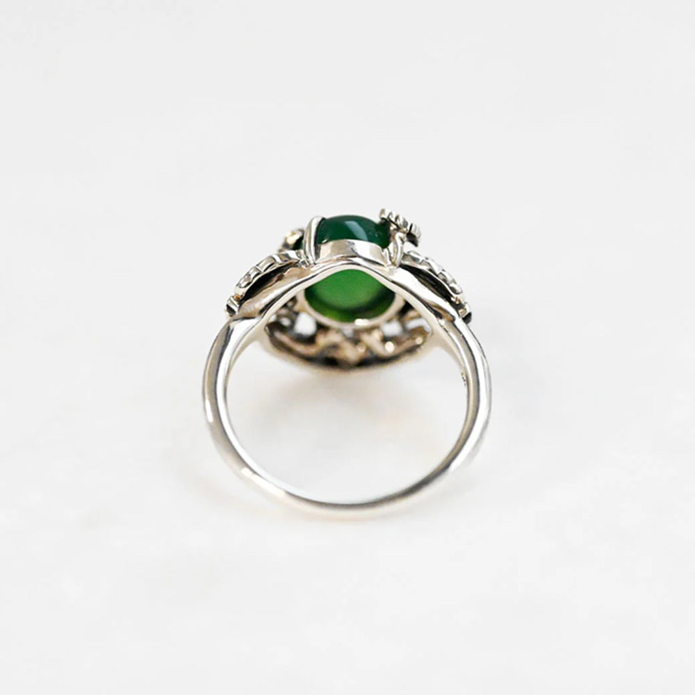 グリーンカルセドニー/ホワイトトパーズ シルバーリング(ブドウ)《25N00907》