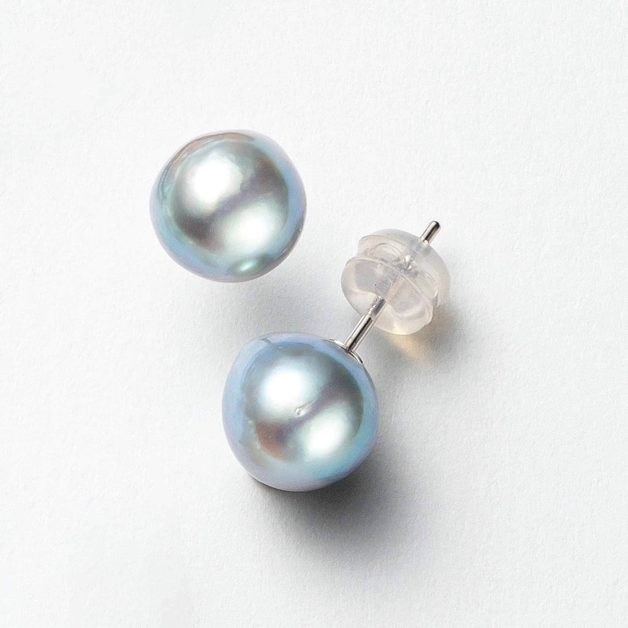 青薔薇とパールピアス 限定8点】パール K14ピアス(アコヤ真珠/8mm/ナチュラルブルー/6
