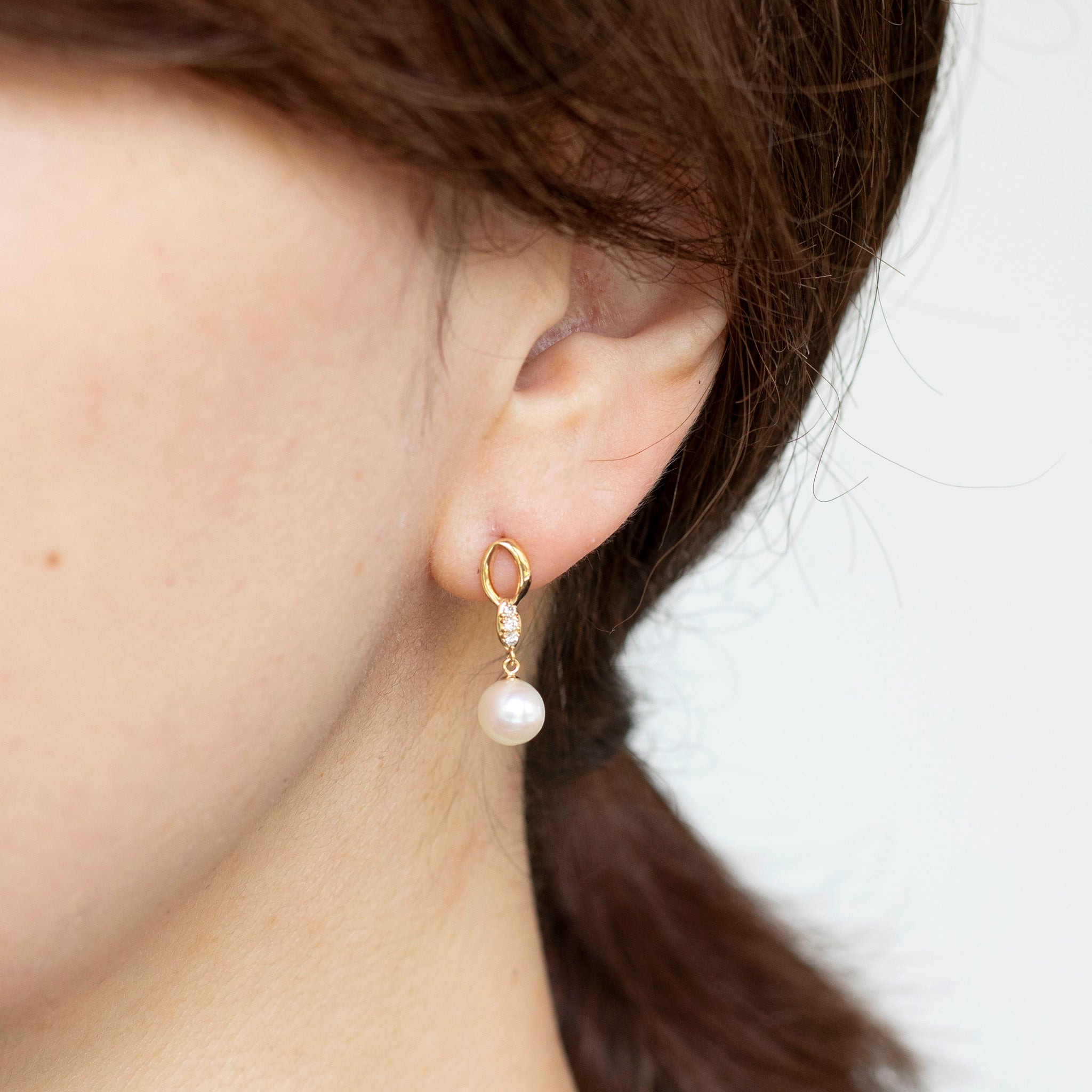 パール/ダイヤモンド K18ピアス(アコヤ真珠/6mm/6月誕生石)《25N01104》