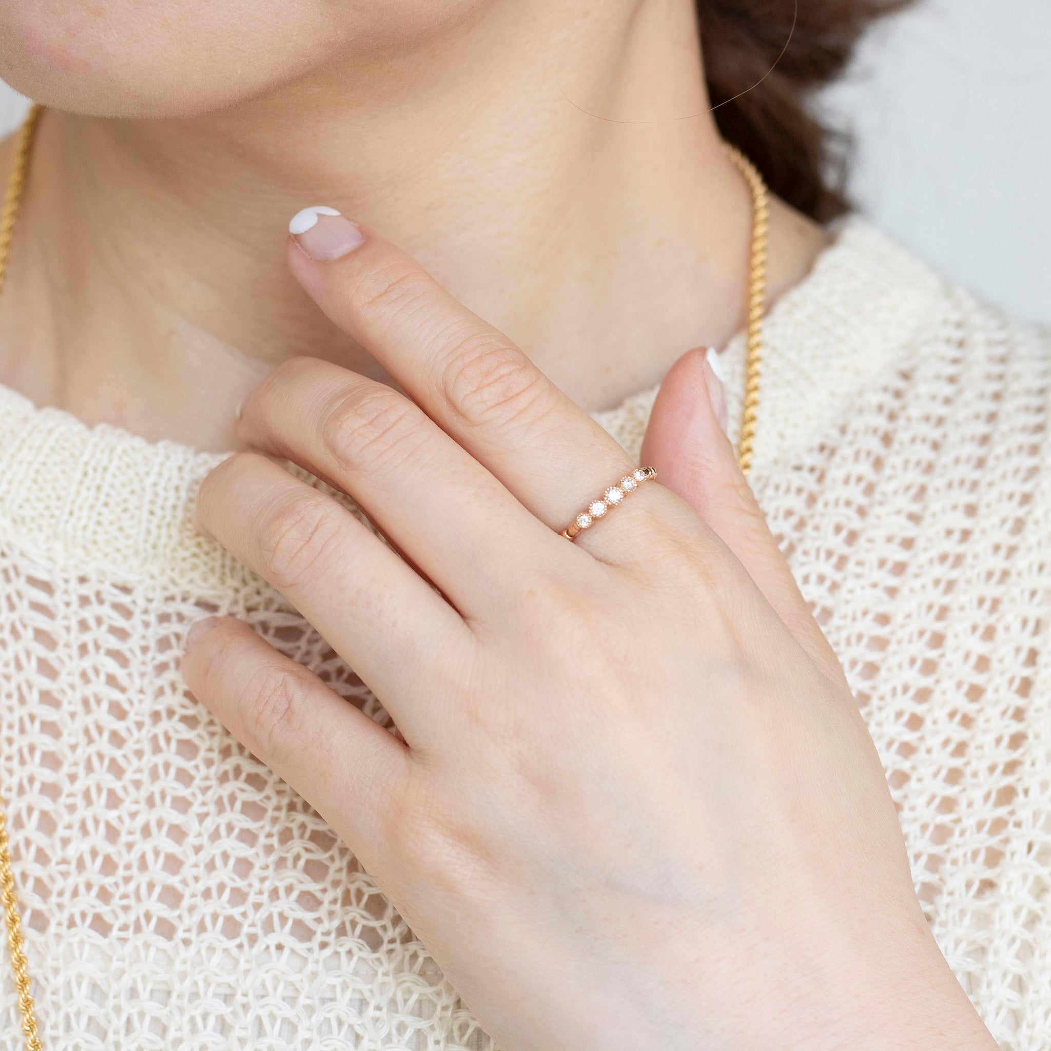 ダイヤモンド K18リング(フリーサイズ/4月誕生石)《25N01303》