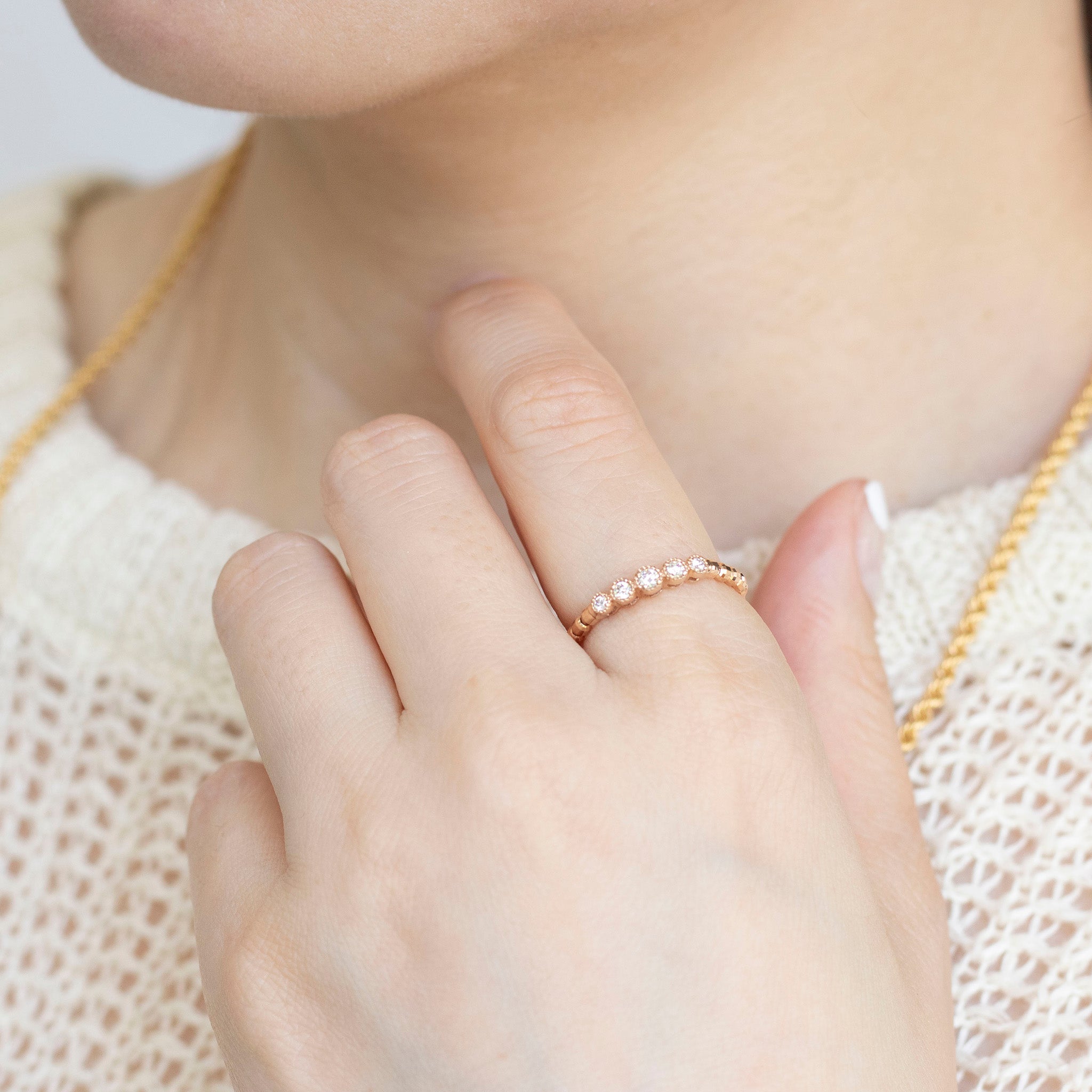 ダイヤモンド K18リング(フリーサイズ/4月誕生石)《25N01303》