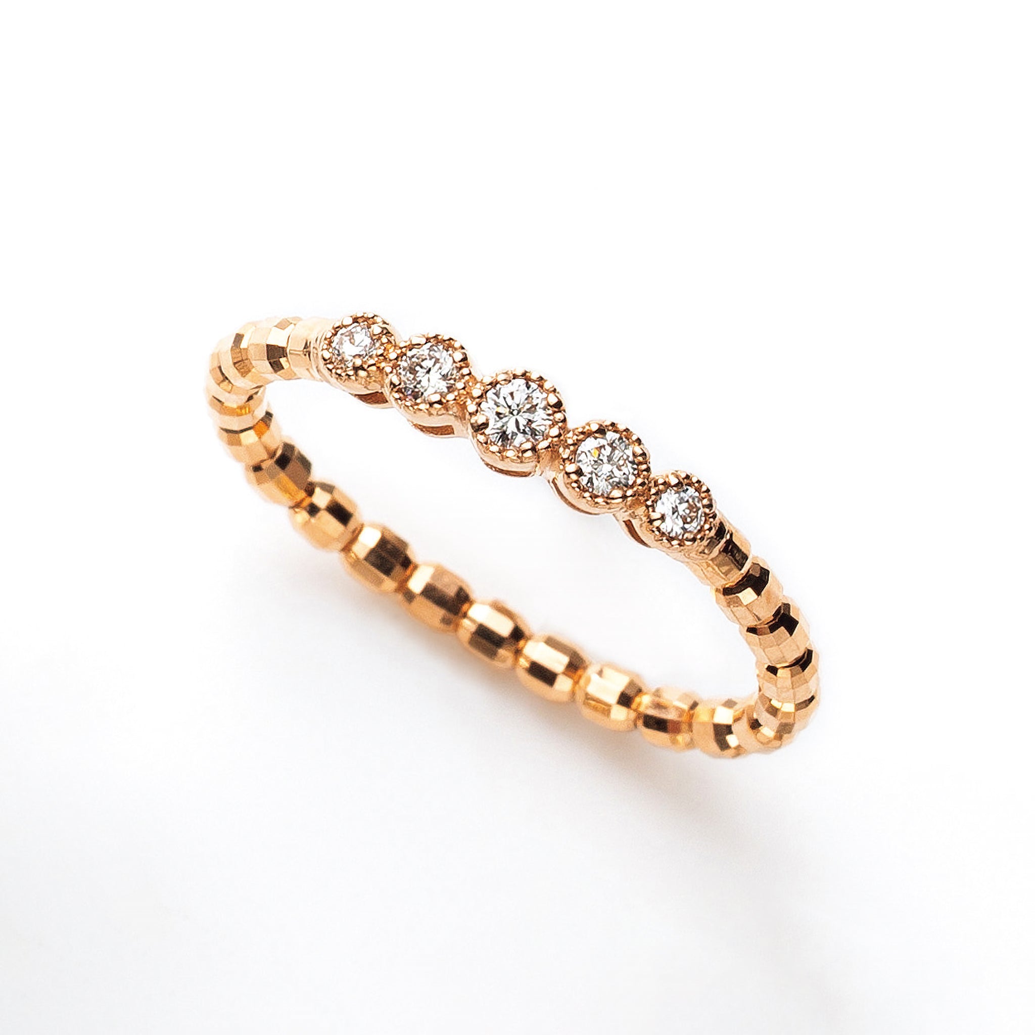 ダイヤモンド K18リング(フリーサイズ/4月誕生石)《25N01303》