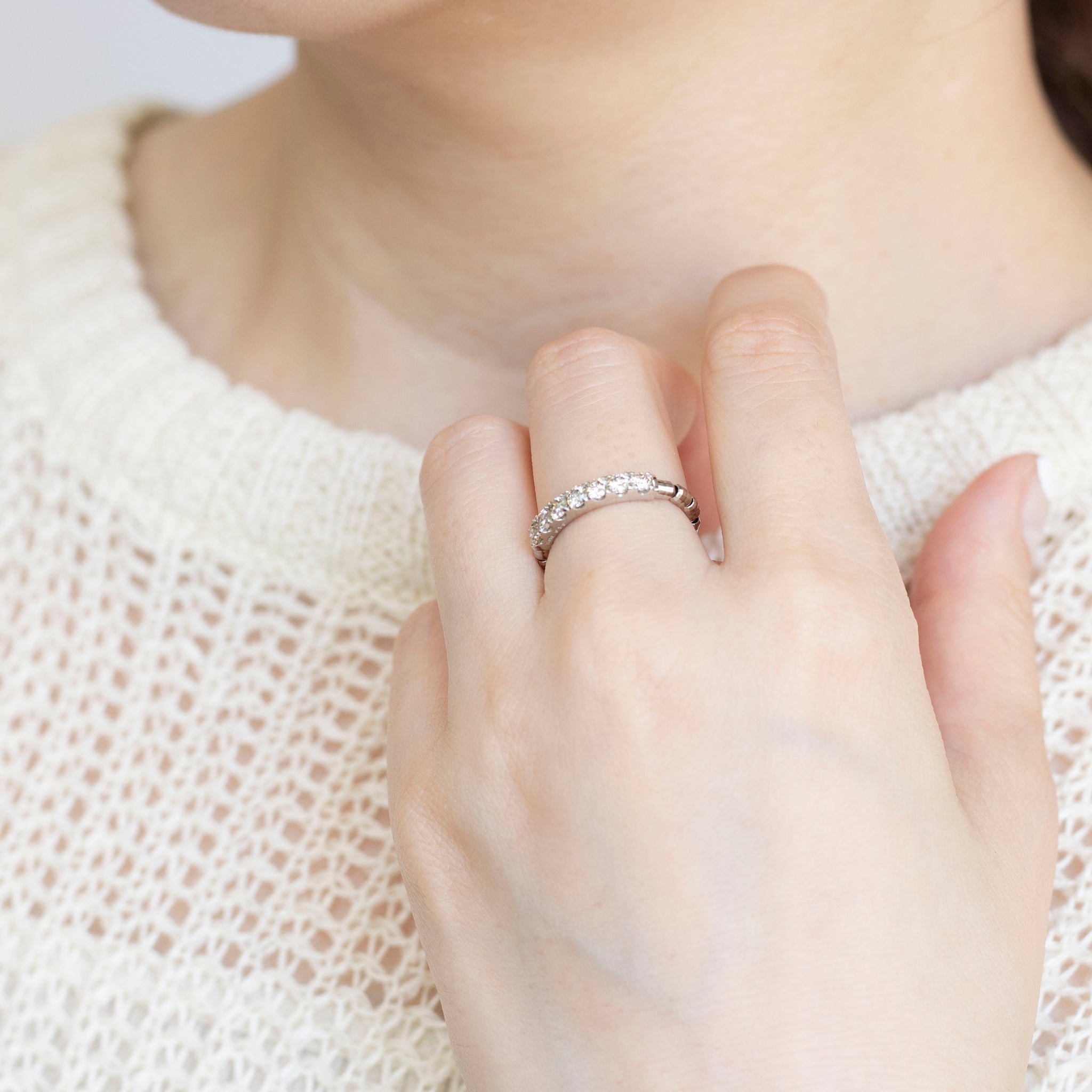 ダイヤモンド プラチナリング(フリーサイズ/4月誕生石)《25N01304》