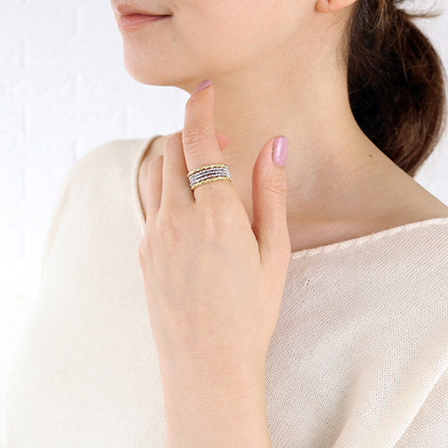 プラチナ/K18リング(形状記憶/フリーサイズ)《25N01309》