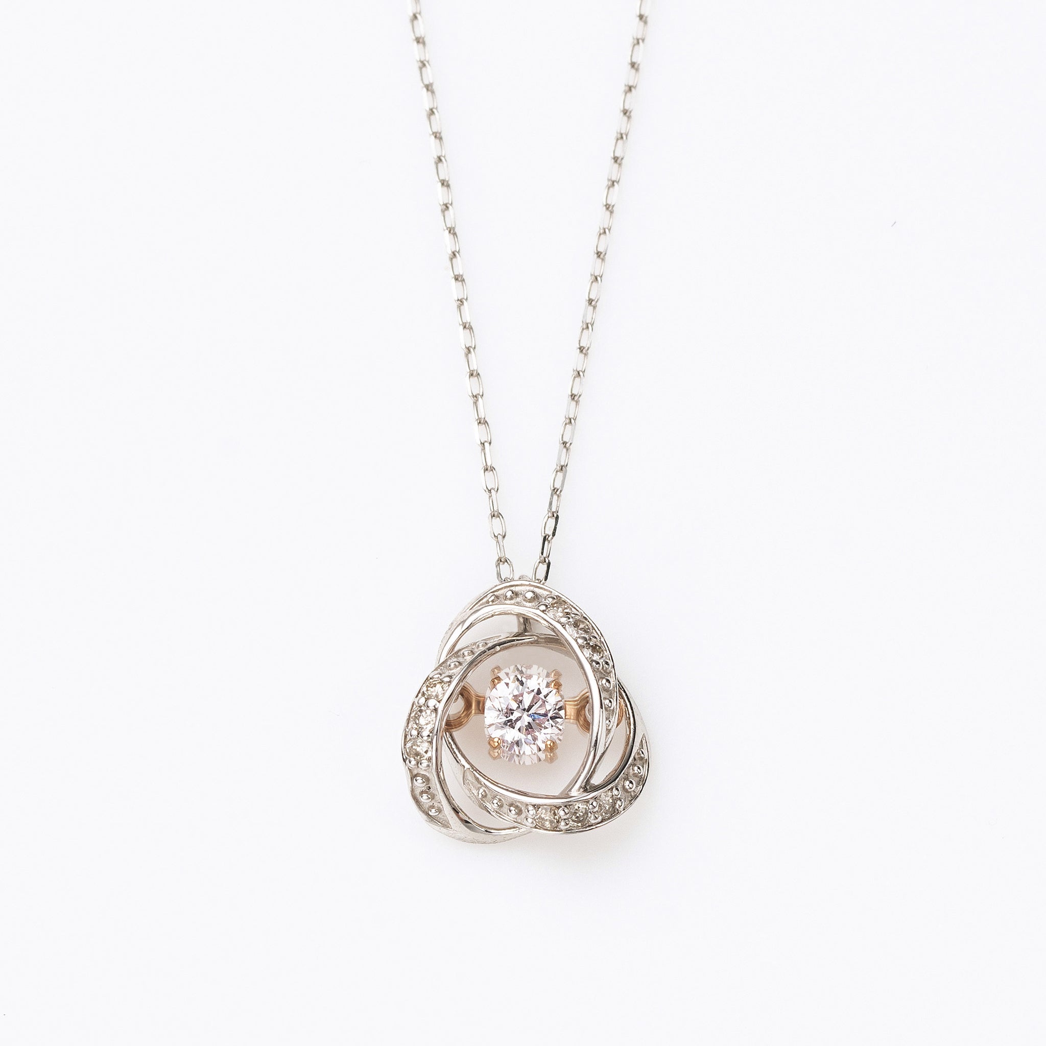 【限定3点】ダイヤモンド プラチナ/K18ネックレス(ピンク系/コンビカラー/ダンシングストーン)《25N01310》