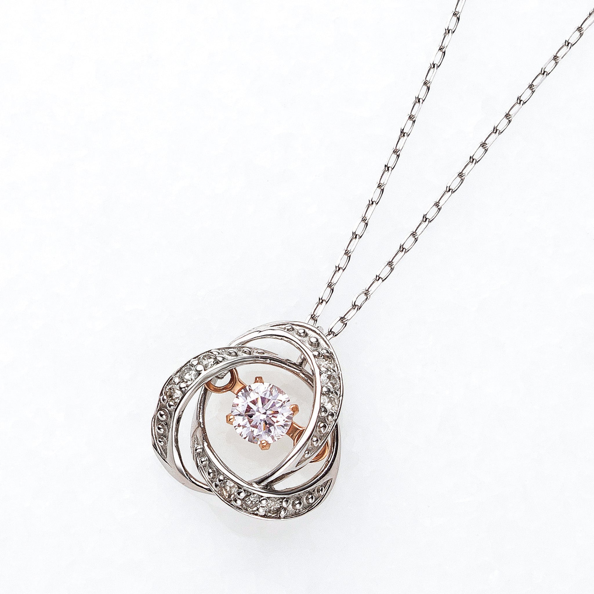 【限定3点】ダイヤモンド プラチナ/K18ネックレス(ピンク系/コンビカラー/ダンシングストーン)《25N01310》