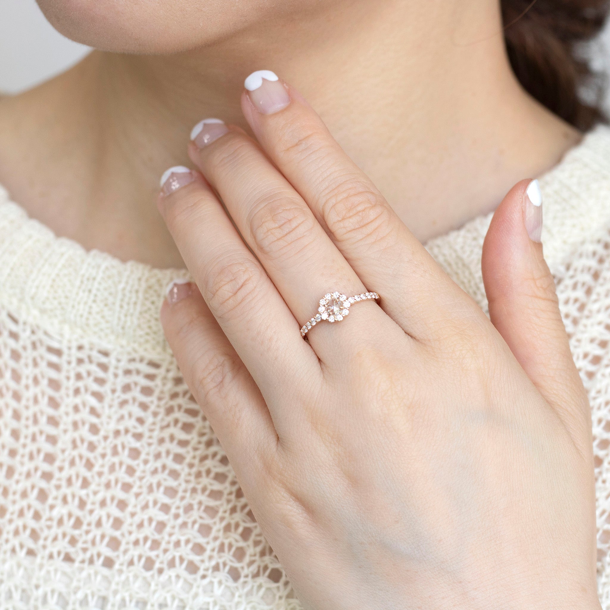 ダイヤモンド K18リング(ローズカット/4月誕生石/鑑別書付)《25N01401》